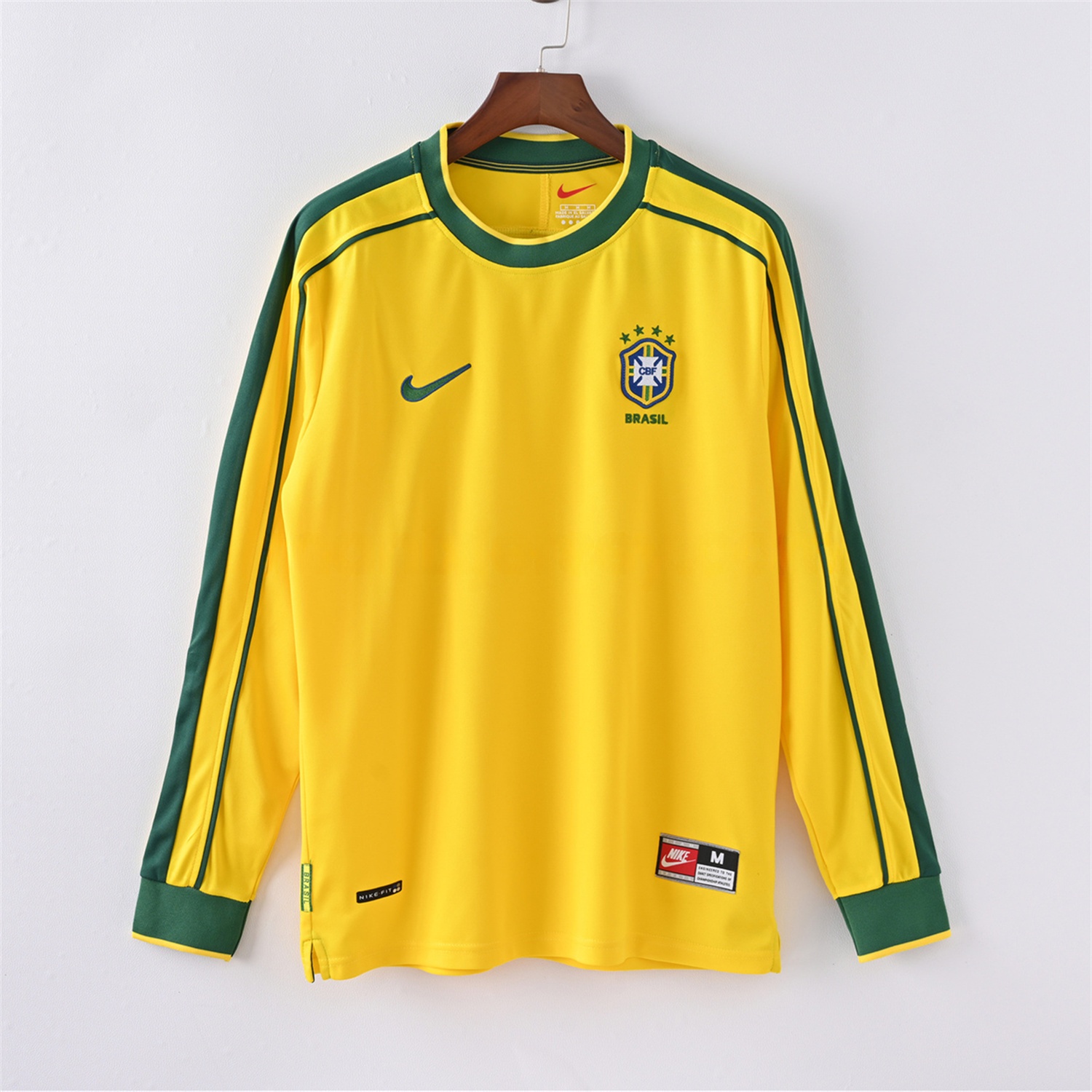 Retro Brazil 1998 Home Long Sleeves Jersey - ManixJersey