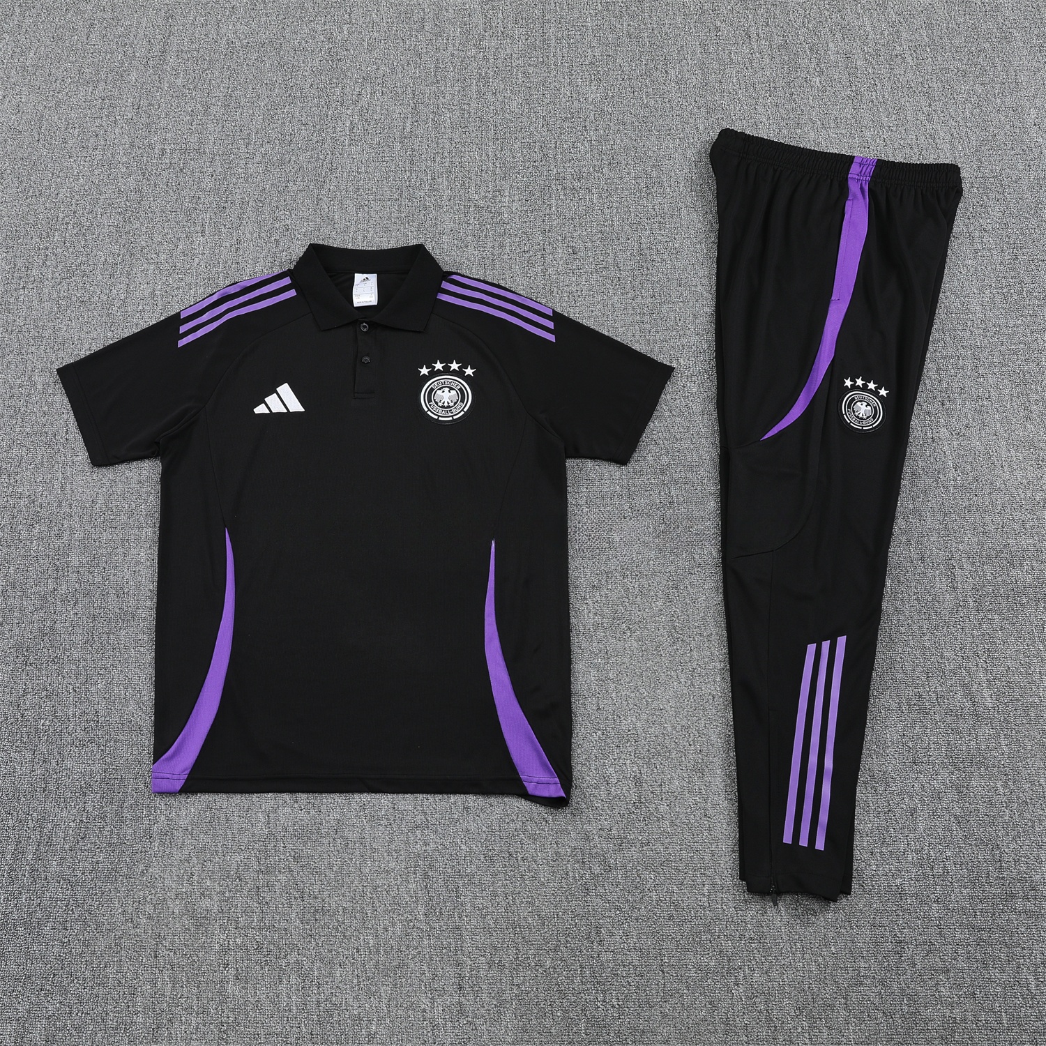Germany 25-26 POLO Short-Sleeve Training Set - Black Top and Pants - ManixJersey