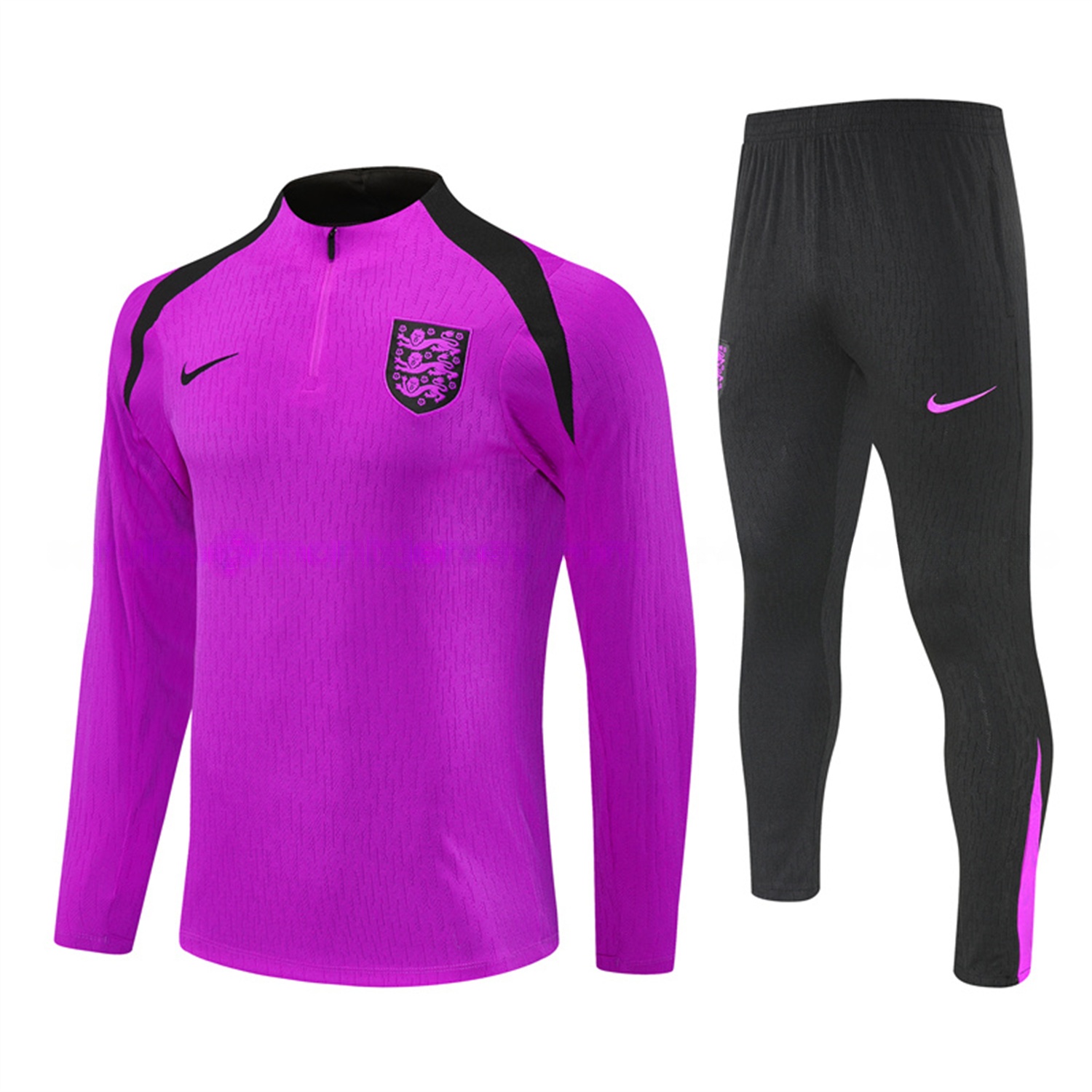 England 25-26 Long Sleeve Training Set - Player Version - Purple Top and Black Pants - ManixJersey