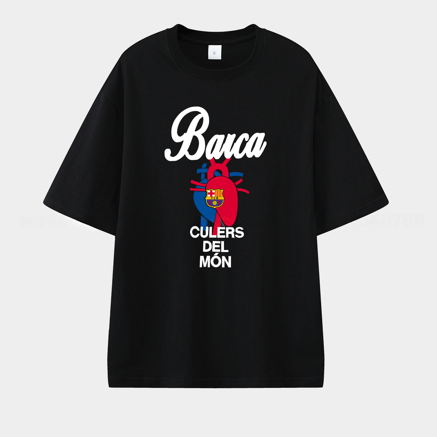 Barcelona Blue & Red Heart Culers Del Mon Unisex Pure Cotton T-shirt - ManixJersey