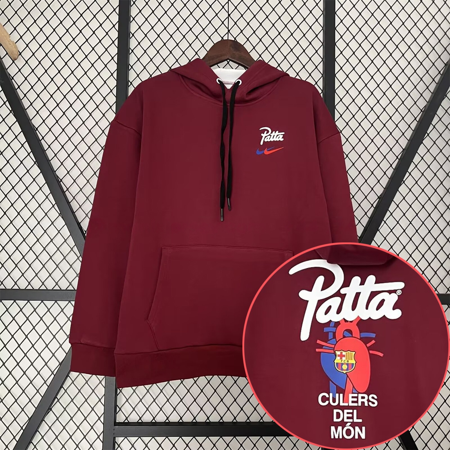 Barcelona x Patta 25-26 Red Unisex Pullover Hoodie - ManixJersey