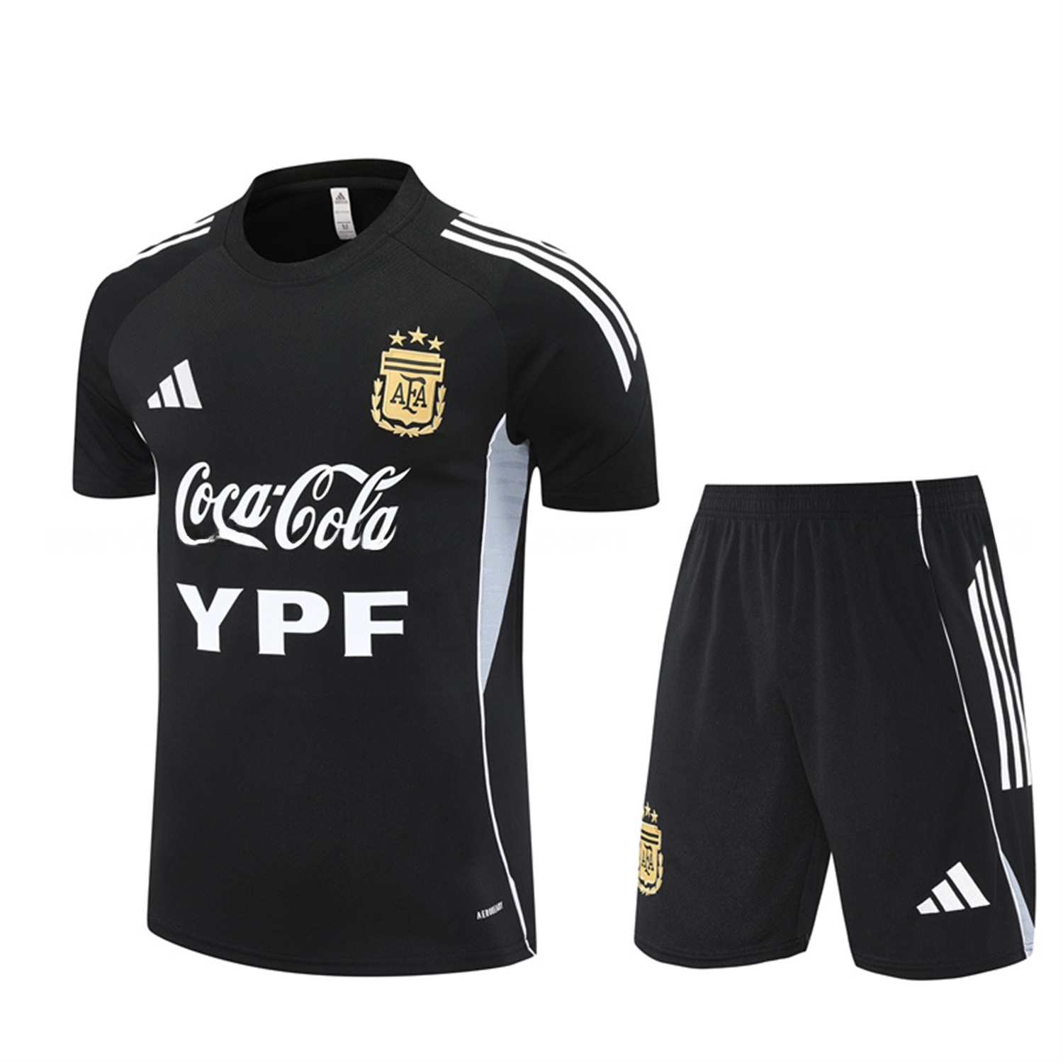 Argentina 25-26 Pre-Match Short-Sleeve Training Set - Black Top & Shorts - ManixJersey