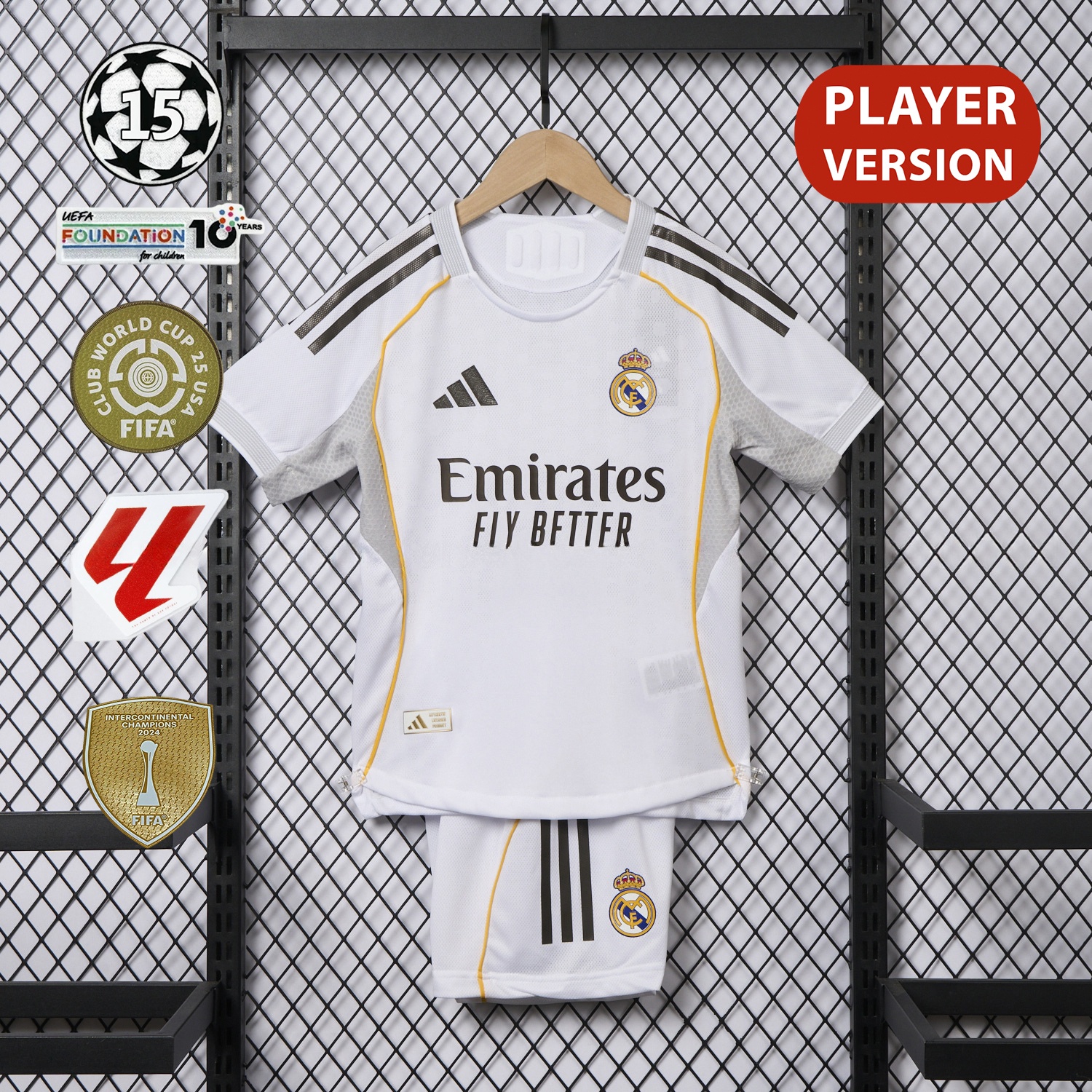 Real Madrid 25-26 Home White Kids Kit - Player Version - ManixJersey