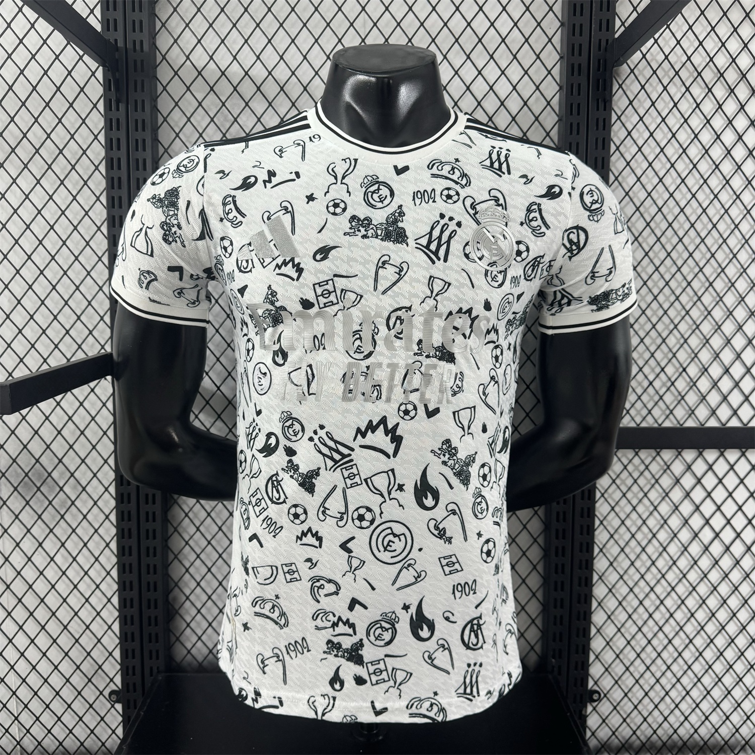 Real Madrid 25-26 White Special Jersey with Black Emoji Icons - Player Version - ManixJersey