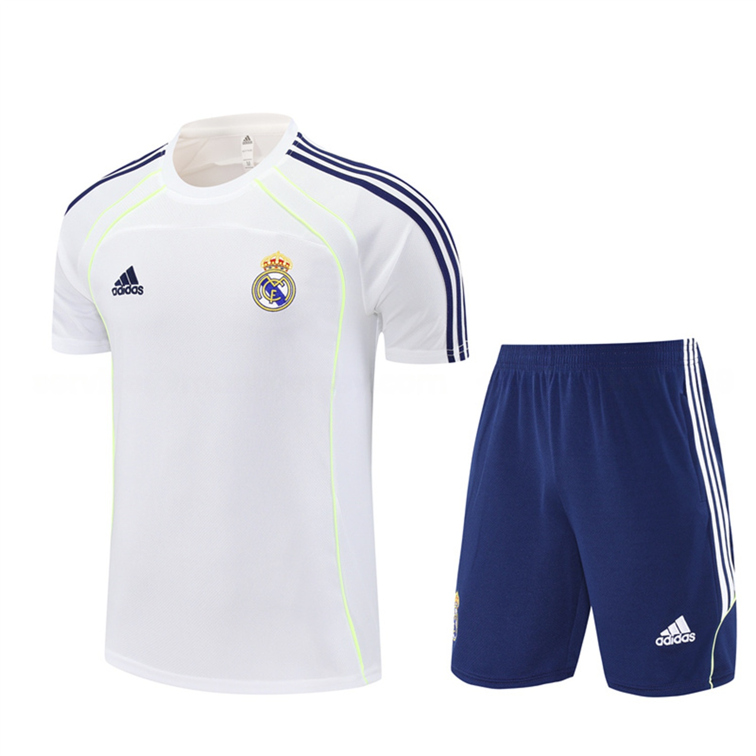 Real Madrid 25-26 Short-Sleeve Training Set - White Urban Purist Style Top and Blue Shorts - ManixJersey