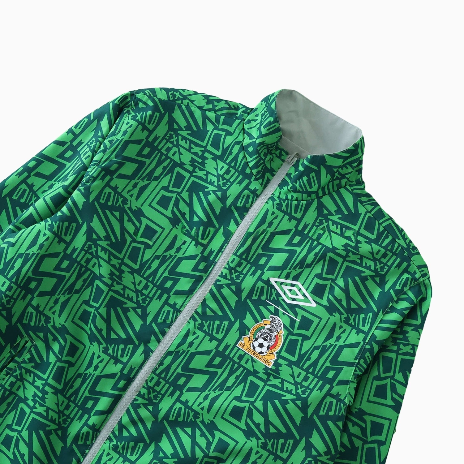 Retro Mexico 1994 Retro Style Double Sided Reversible Windbreaker - Green & Grey - ManixJersey