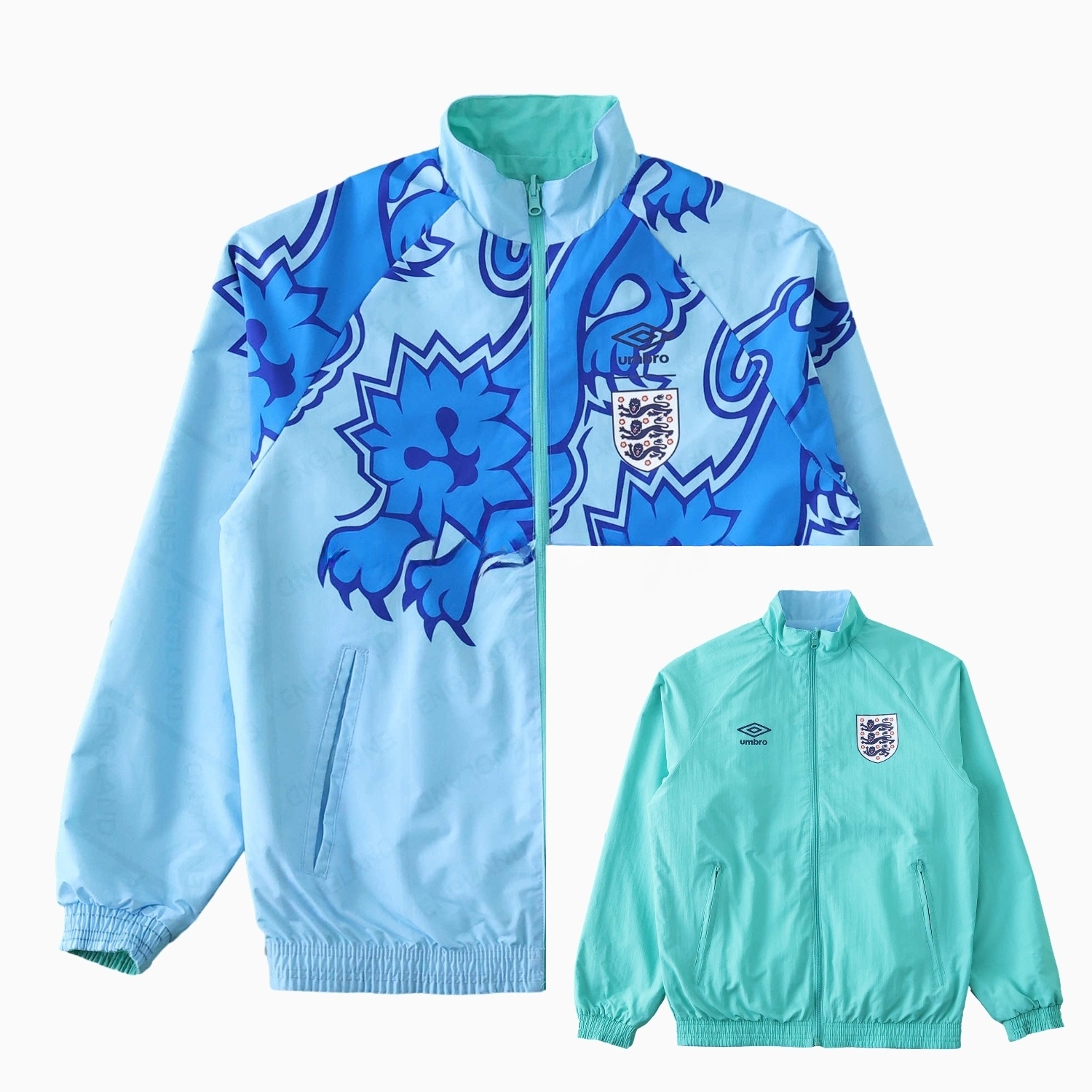 Retro England 1992 Third Double Sided Reversible Windbreaker - Blue & Green - ManixJersey