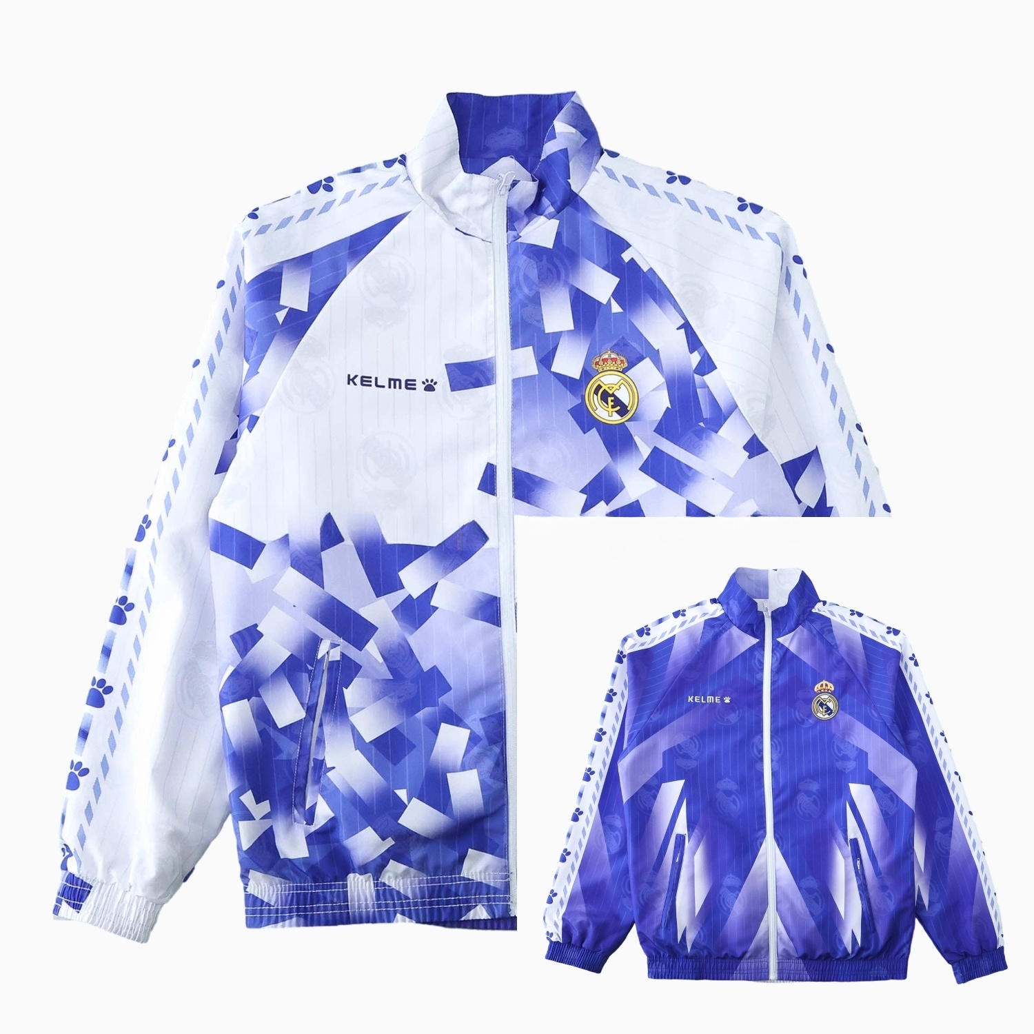 Retro Real Madrid 1996-97 Double Sided Reversible Windbreaker - Blue & Green - ManixJersey