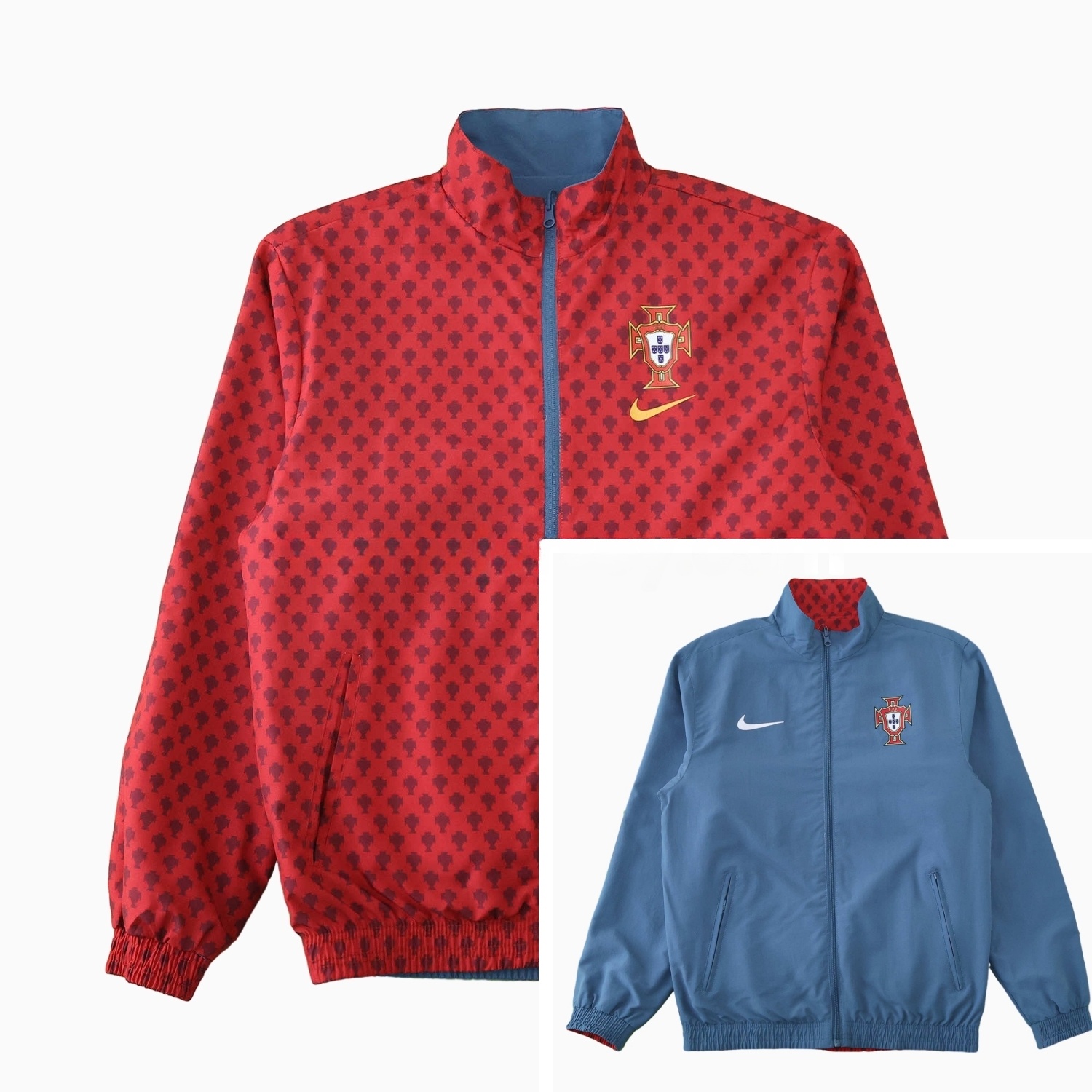 Portugal 24-25 Double Sided Reversible Windbreaker - Red & Blue - ManixJersey