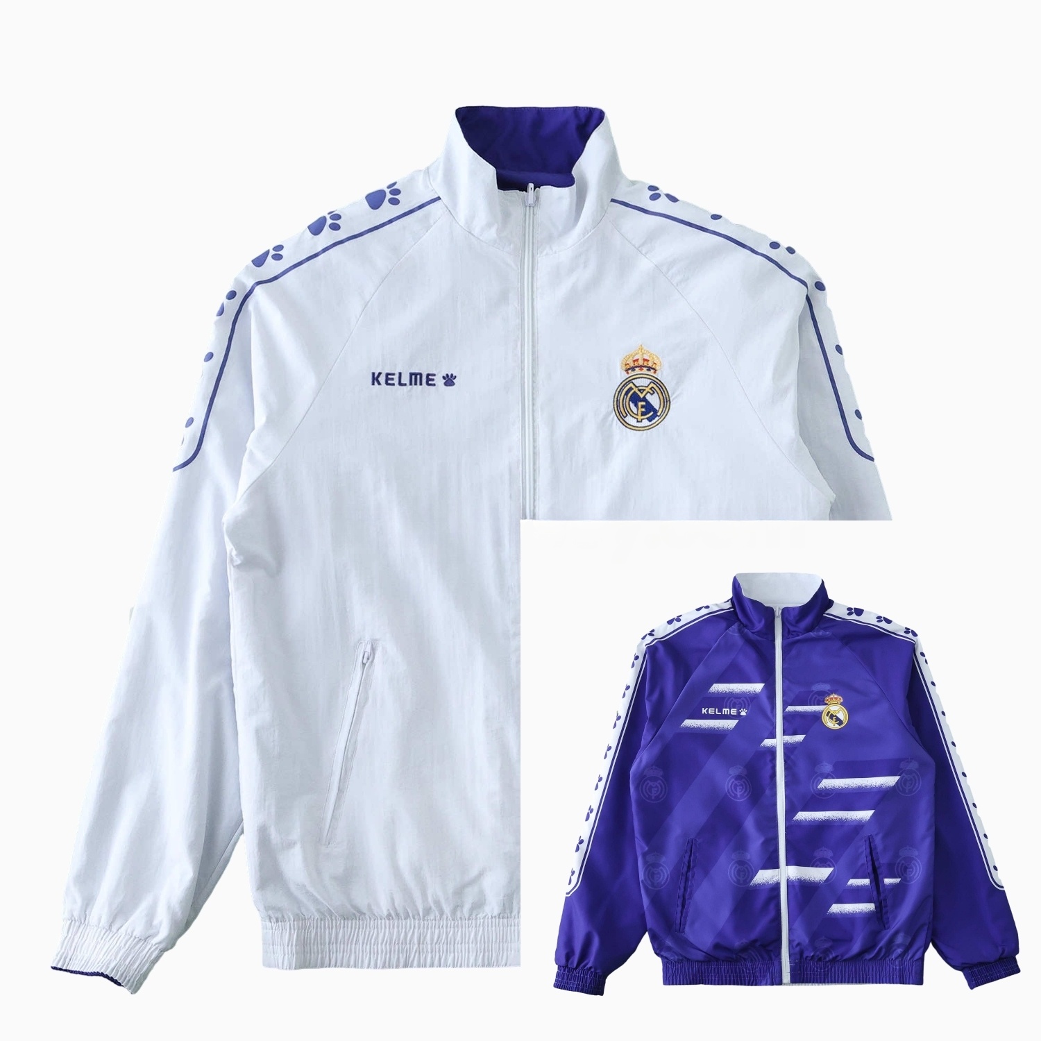 Retro Real Madrid 1995-96 Home & Away Double Sided Reversible Windbreaker - White & Purple - ManixJersey