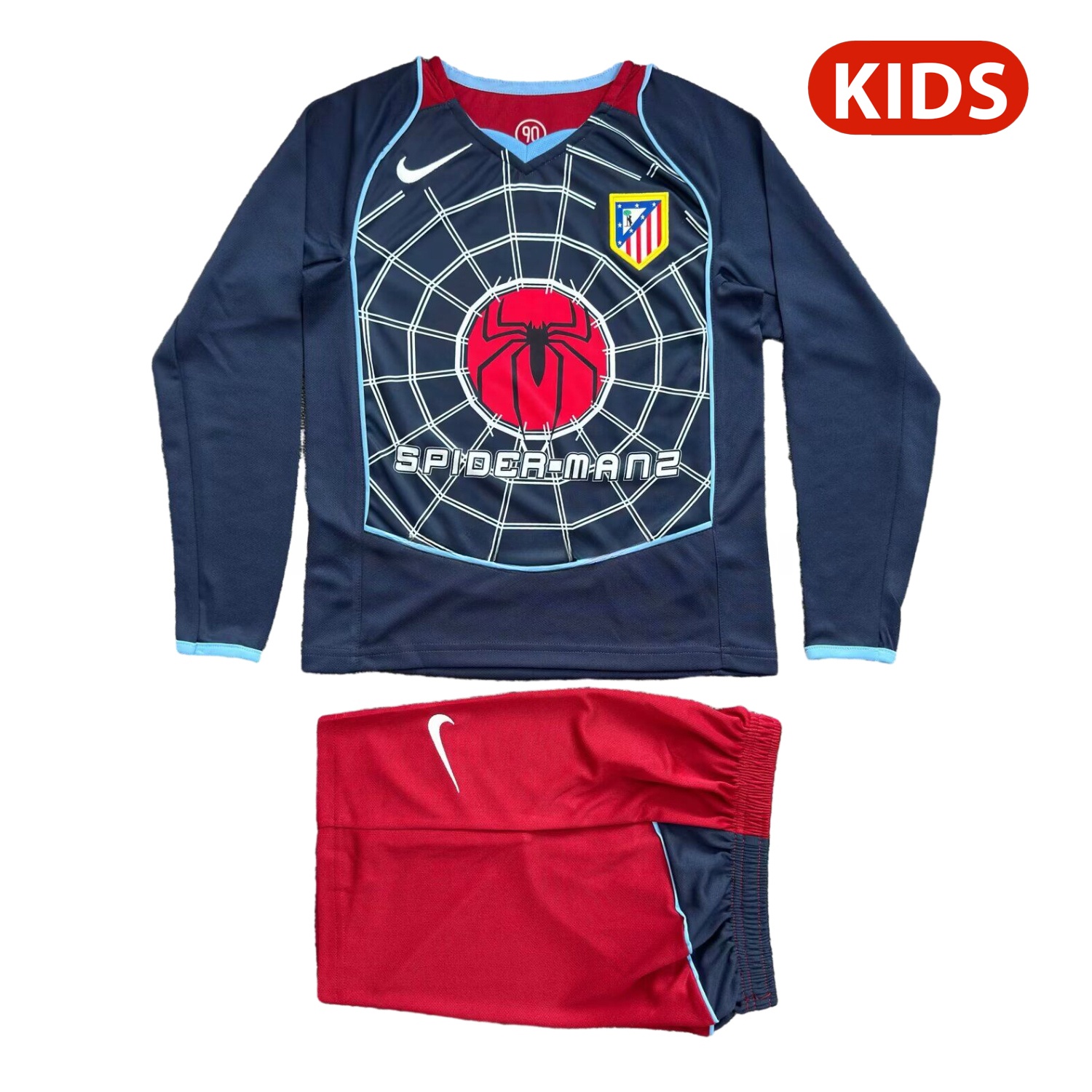 Retro Atletico Madrid 2004-05 Away S.p.i.d.e.r M.a.n Special Long Sleeves Kids Kit - ManixJersey