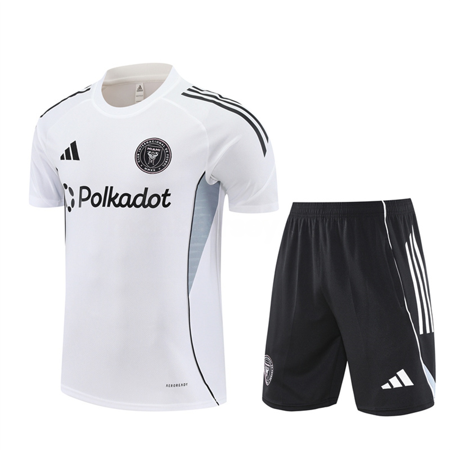 INT M.A.M 25-26 Short-Sleeve Training Set - White Top and Black Shorts - ManixJersey