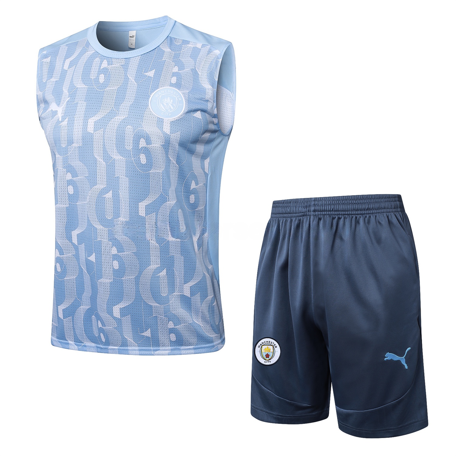Manchester City 25-26 Vest Training Set - Sky Blue Vest and Deep Blue Shorts - ManixJersey
