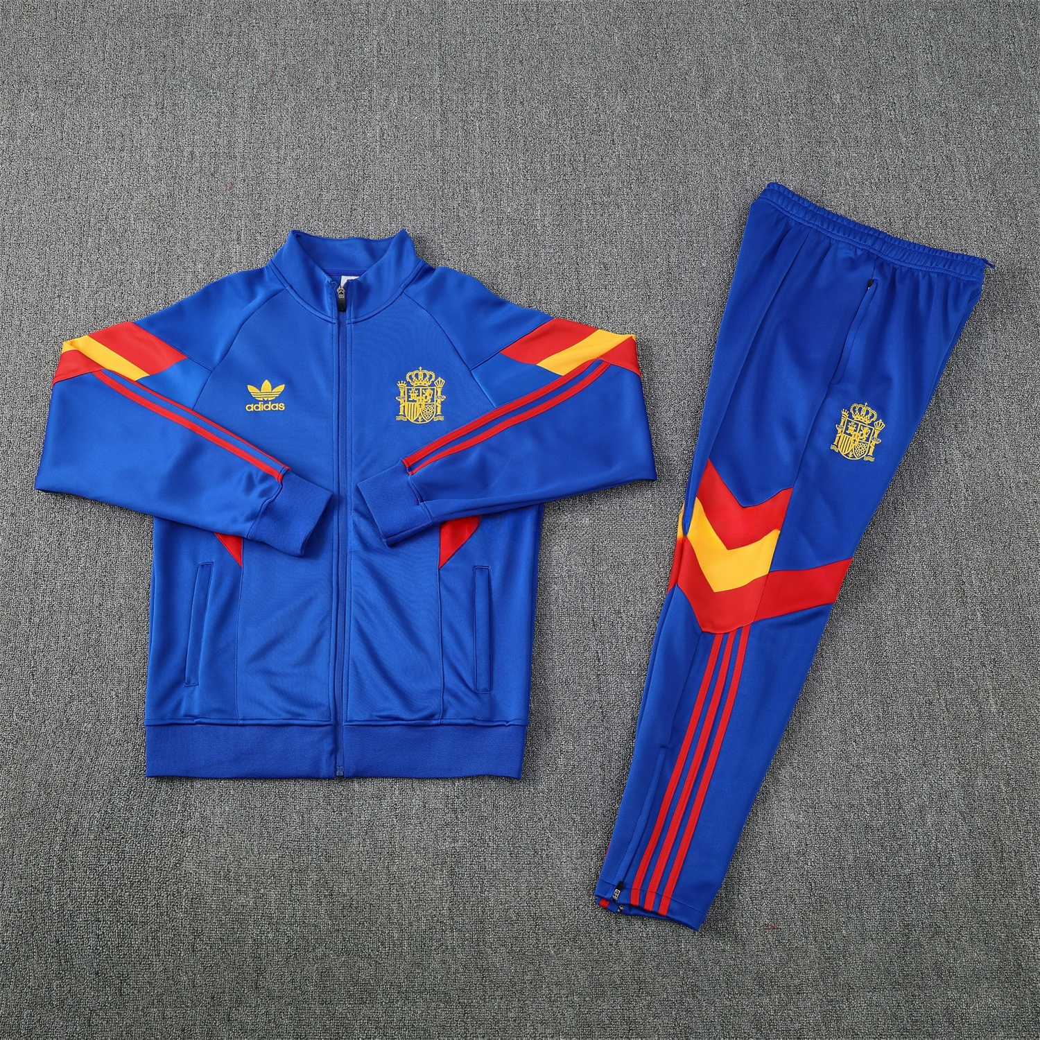 Spain 25-26 Jacket Training Tracksuit - Blue Jackets & Pants with Red and Yellow - ManixJersey