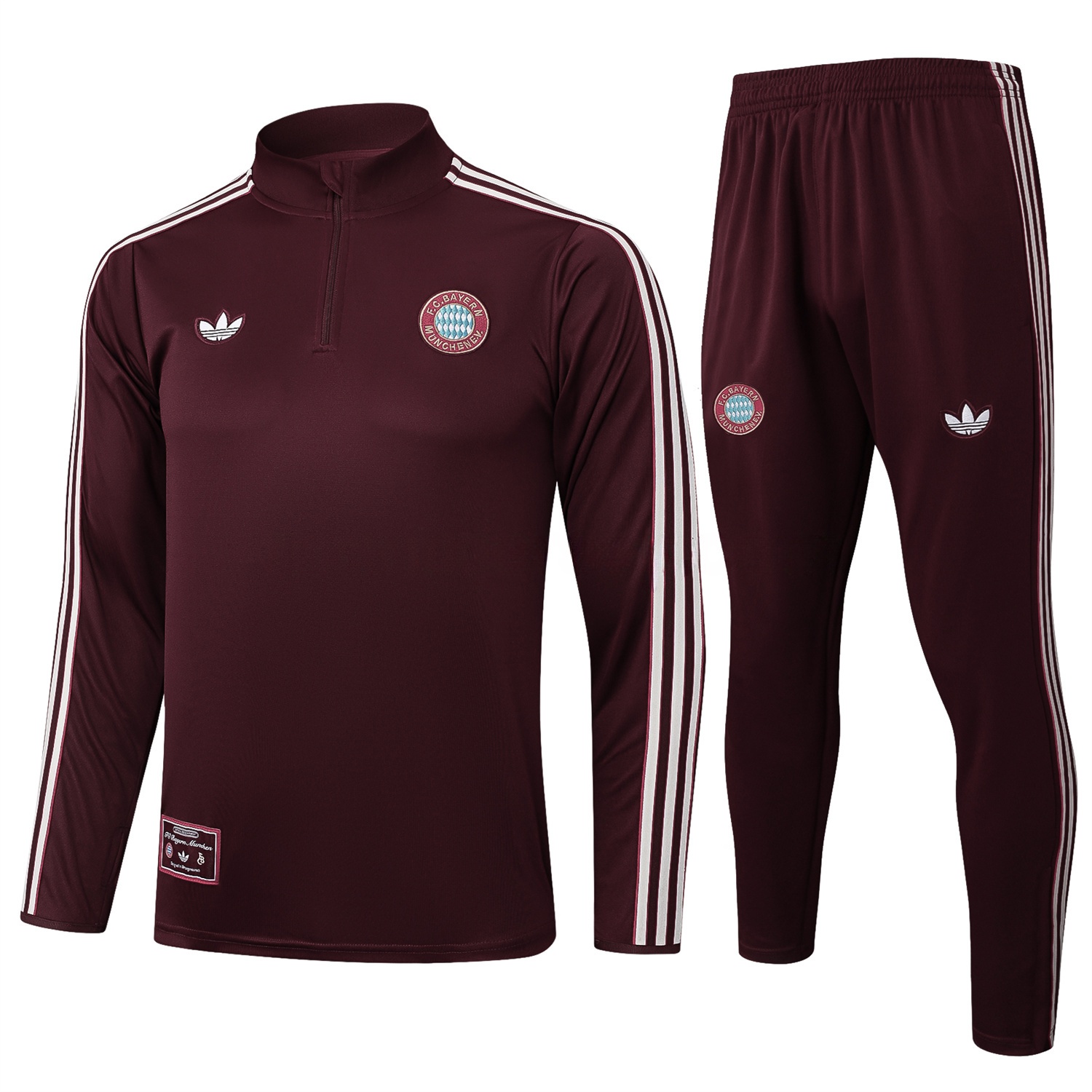 Bayern Munich 25-26 Throwback Trefoil Long Sleeves Training Set - Deep Red - ManixJersey