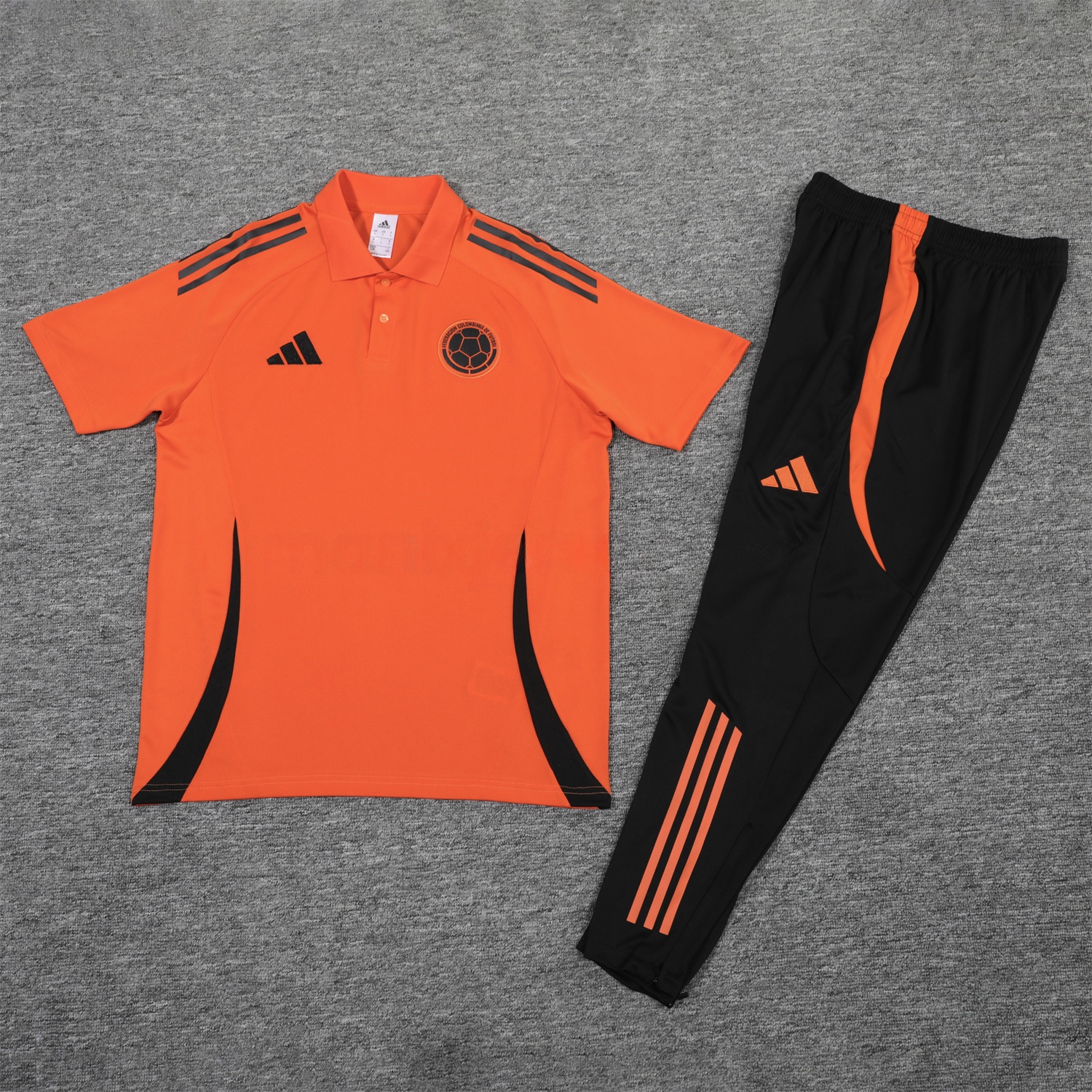 Colombia 25-26 POLO Short-Sleeve Training Set - Orange Top and Black Pants - ManixJersey