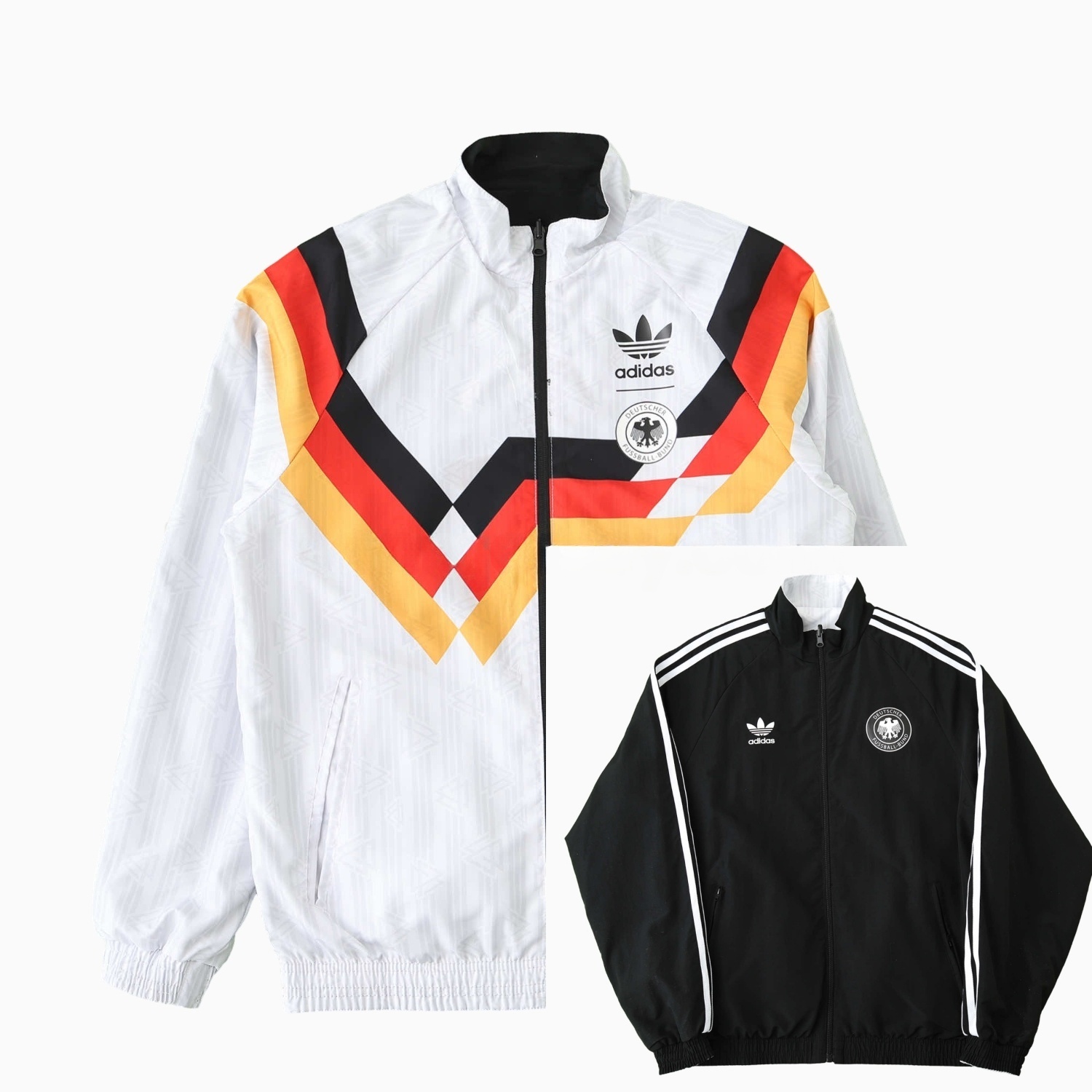 Retro Germany 1990 Double Sided Reversible Windbreaker - White & Black - ManixJersey