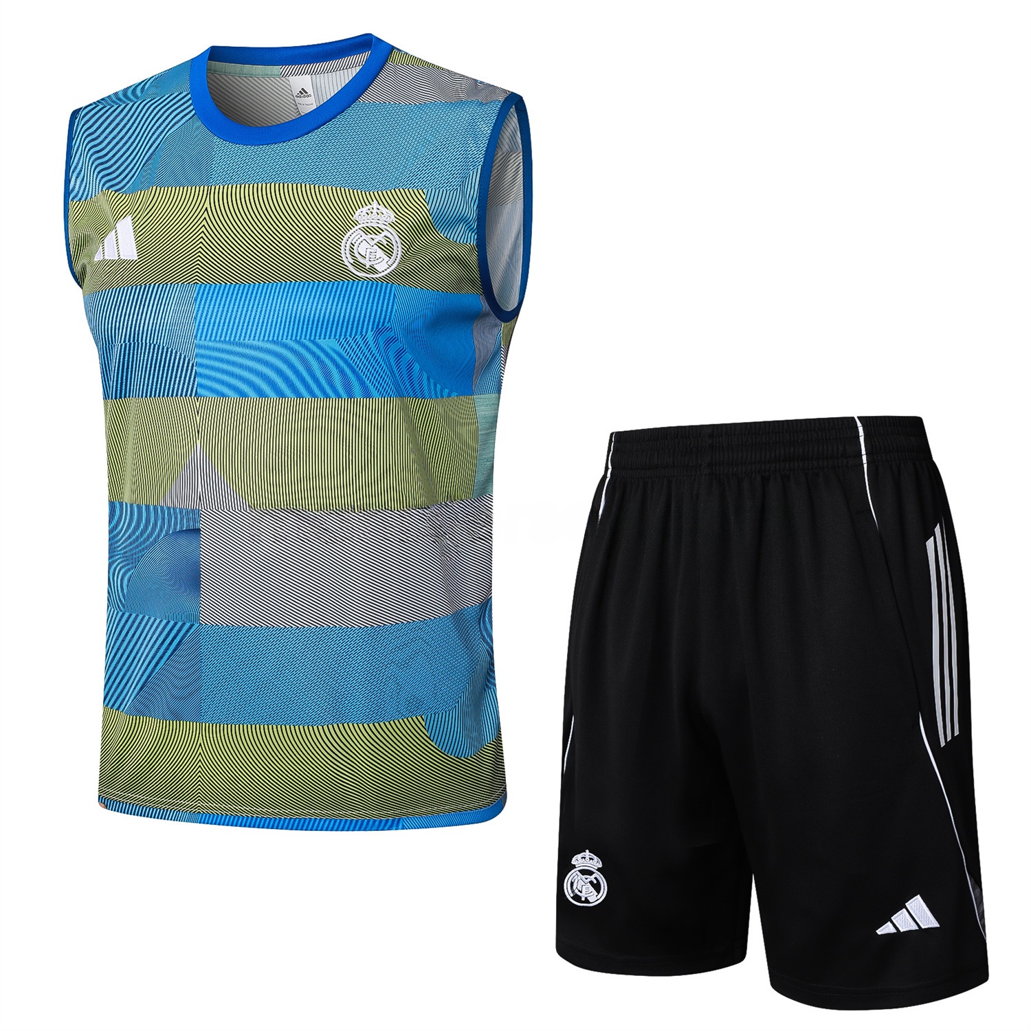 Real Madrid 25-26 Vest Training Set - Blue-Gray Camouflage Vest and Black Shorts - ManixJersey