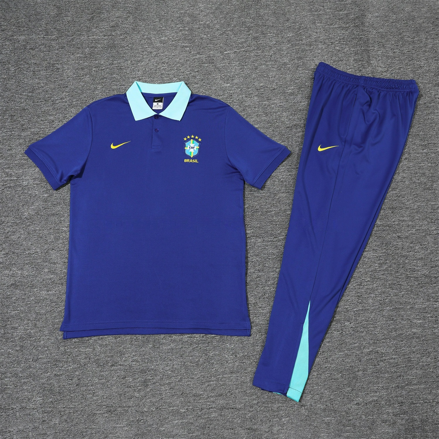 Brazil 25-26 POLO Short-Sleeve Training Set - Blue Top and Pants - ManixJersey