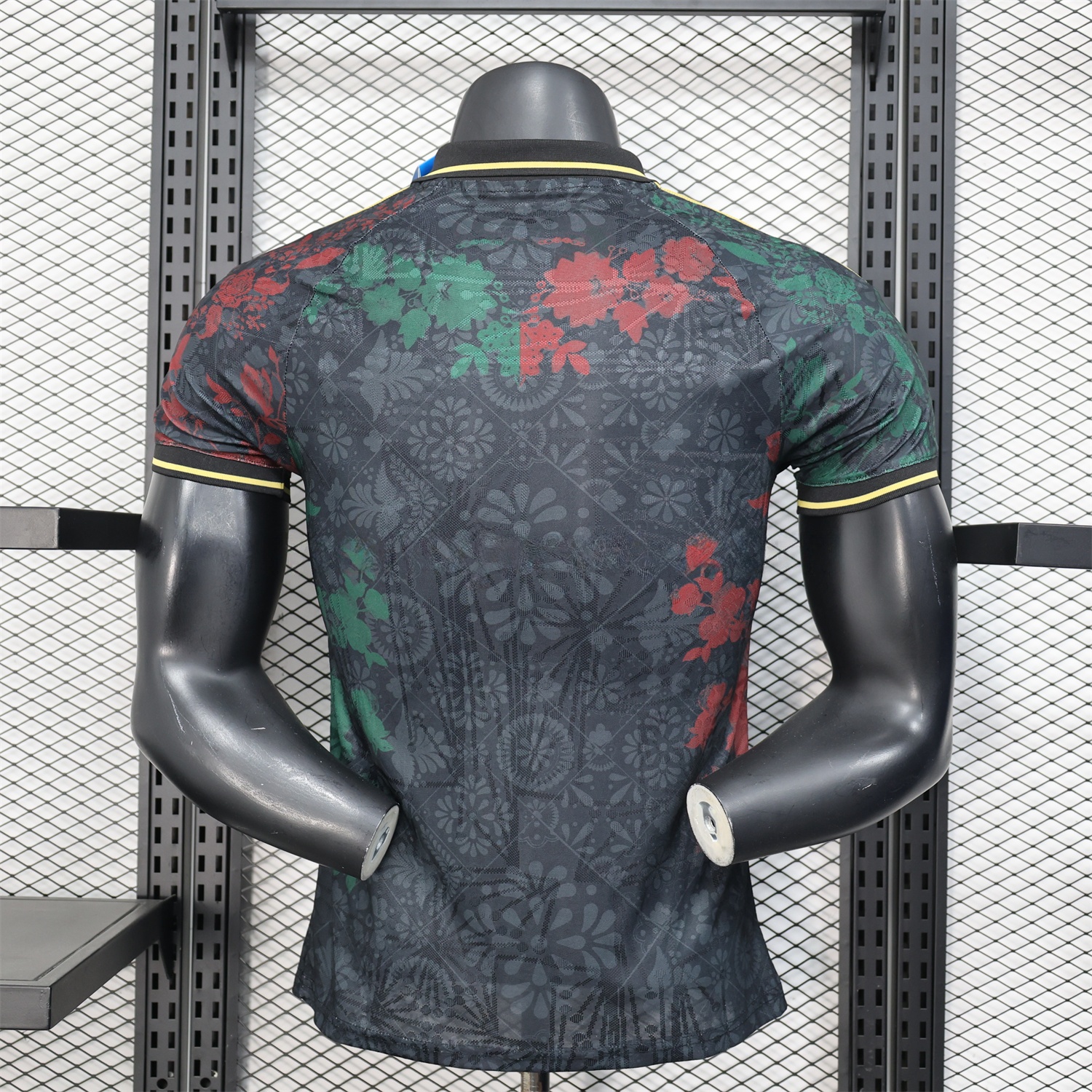 Mexico 25-26 Black Polo Jersey with Red and Green Floral Pattern - Player Version - ManixJersey