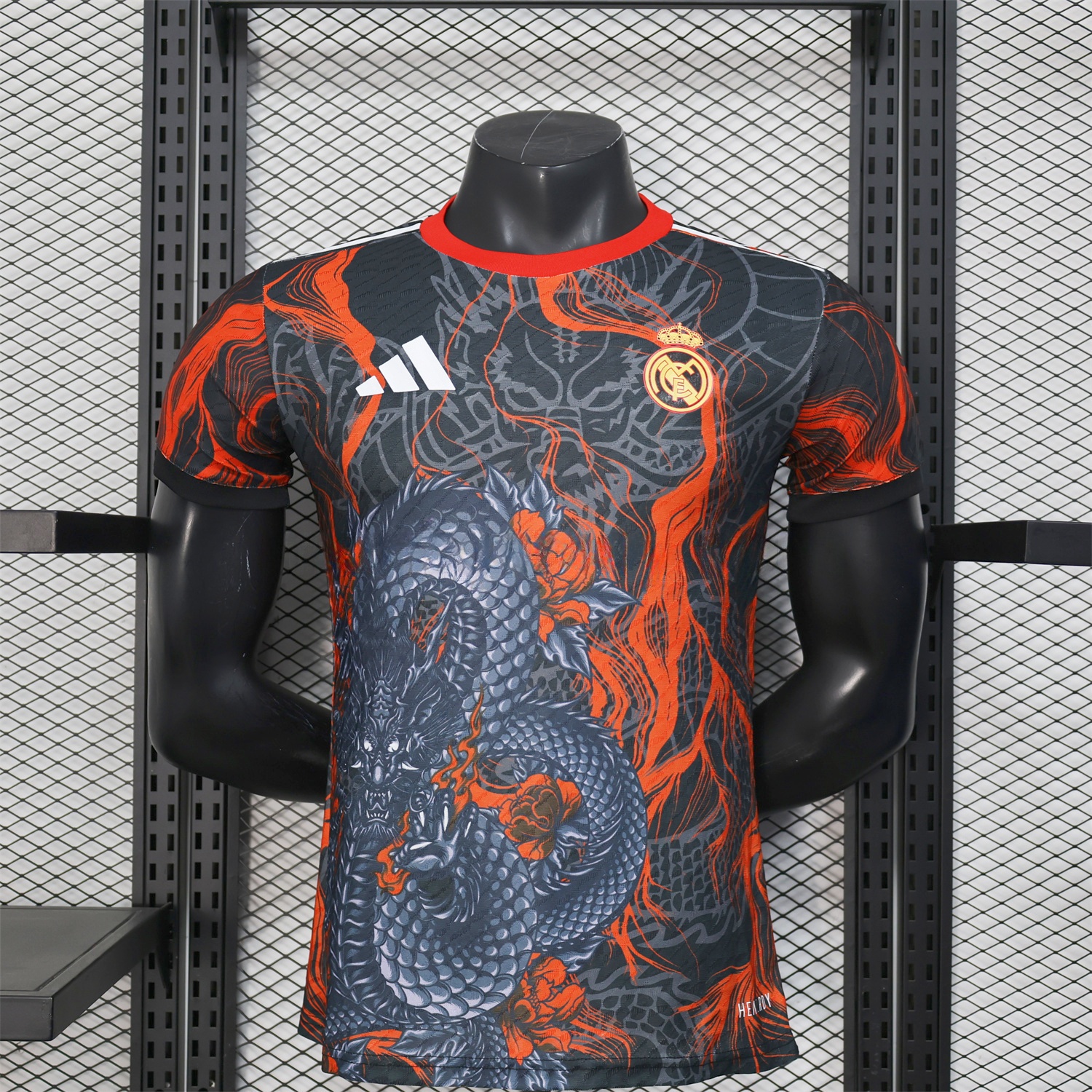 Real Madrid 25-26 Grey Chinese Loong and Red Fire Black Jersey - Player Version - ManixJersey