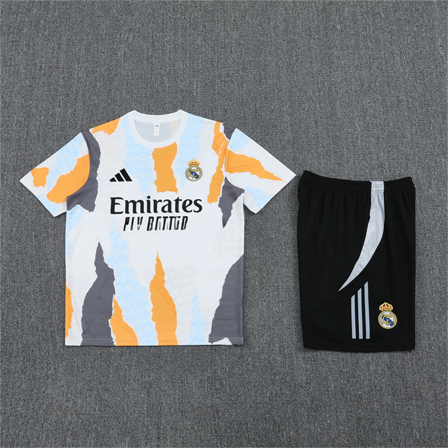 Real Madrid 24-25 Pre-Match Kids Short-Sleeve Training Set - Camouflage - ManixJersey
