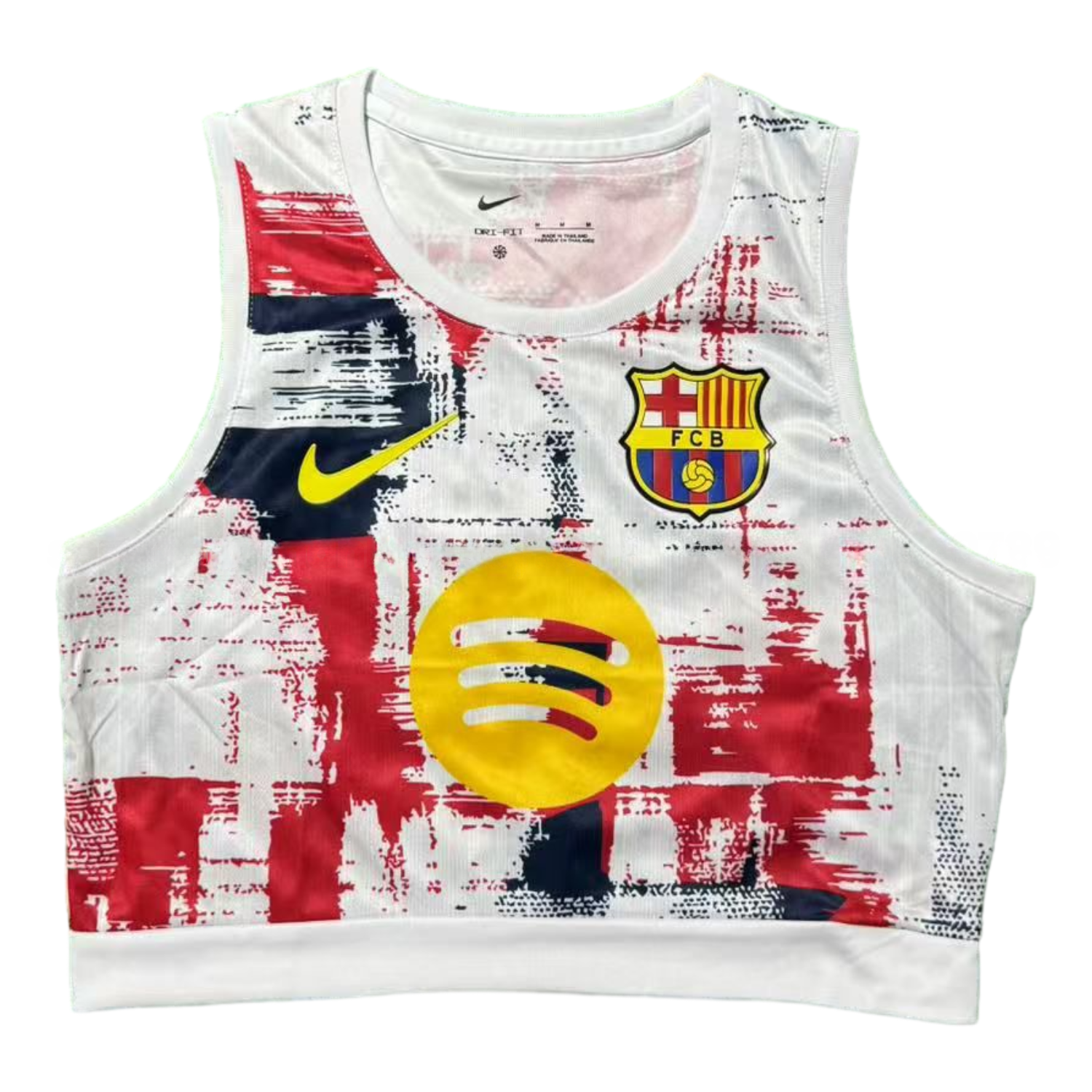 Women's Barcelona 25-26 Yellow Logo White Yoga Vest - ManixJersey