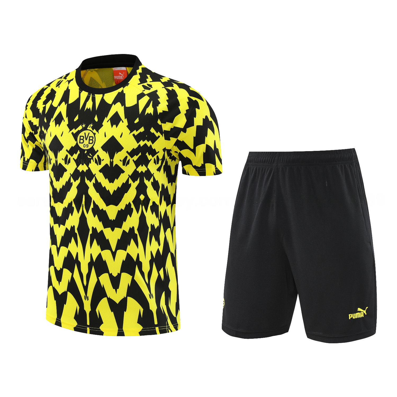Dortmund 25-26 Short-Sleeve Training Set - Yellow Top & Black Shorts - ManixJersey