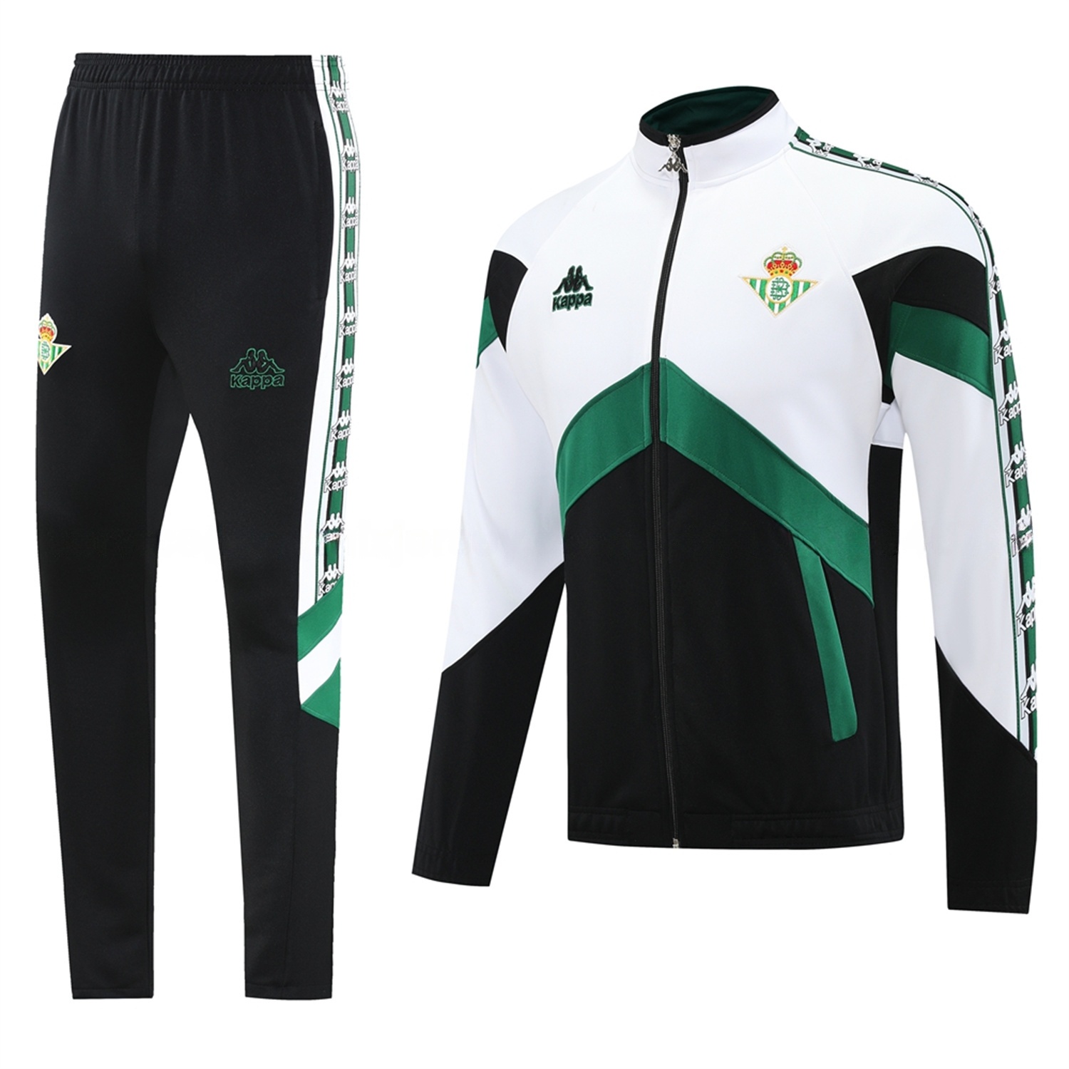 Real Betis 25-26 Jacket Training Tracksuit - Green White Black Throwback Jackets & Black Pants - ManixJersey