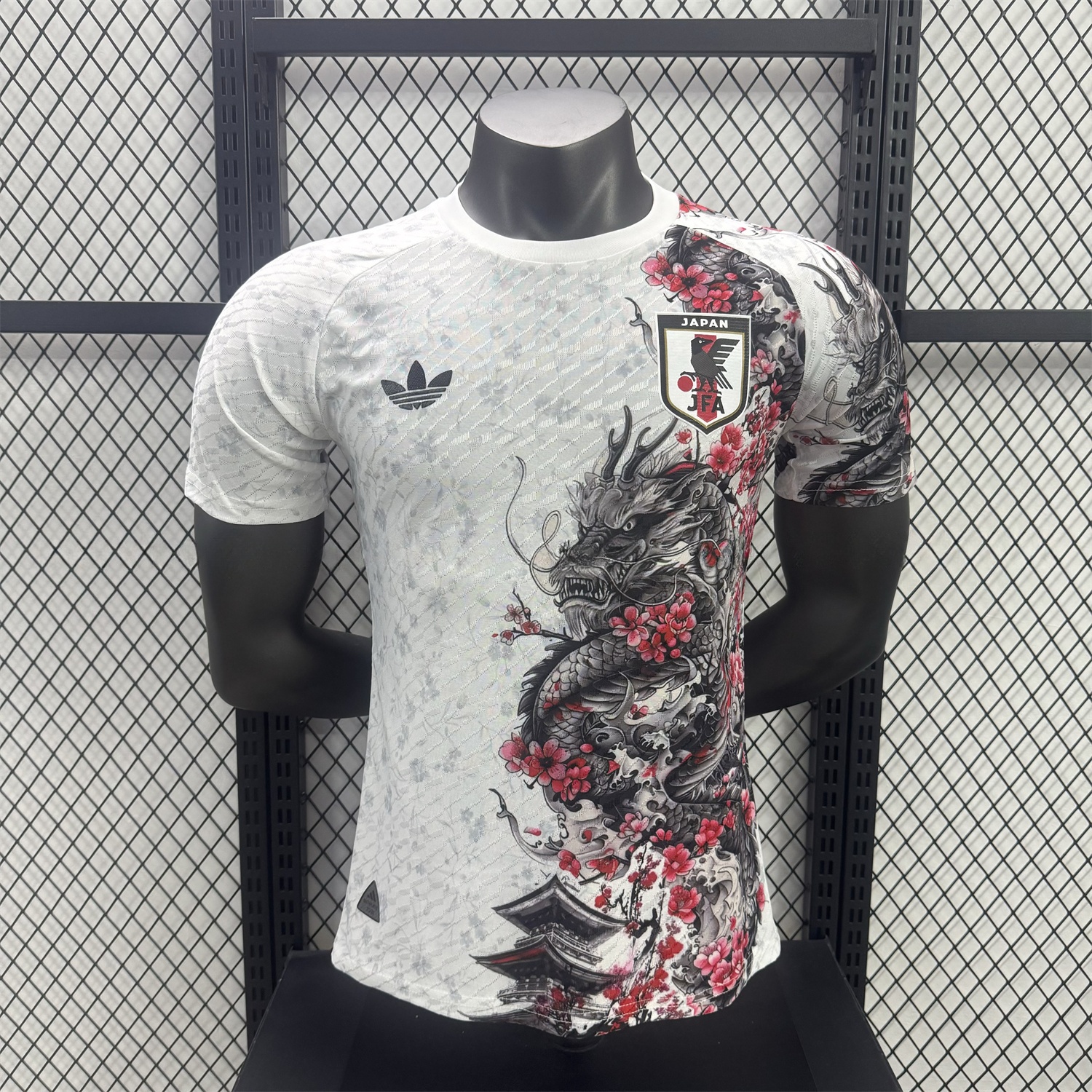 Japan 25-26 Black Dragon And Flowers White Special Jersey - Player Version - ManixJersey