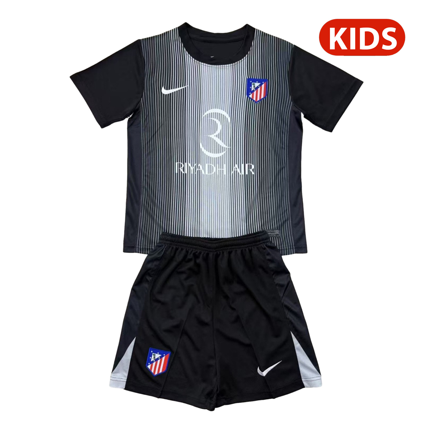 Atletico Madrid 25-26 Black Goalkeeper Kids Kit - ManixJersey