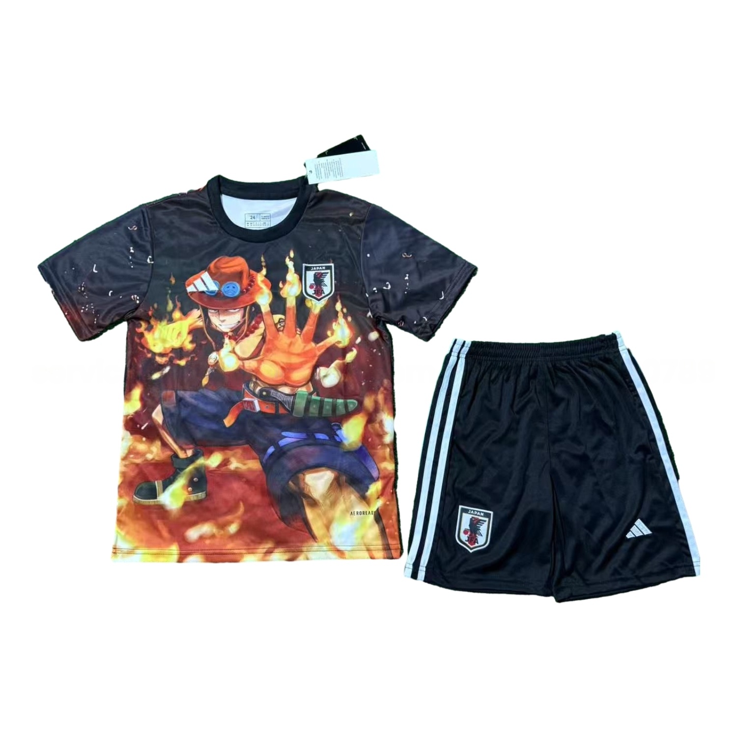 Japan 25-26 Fire Boy Ace Black Special Kids Kit - ManixJersey