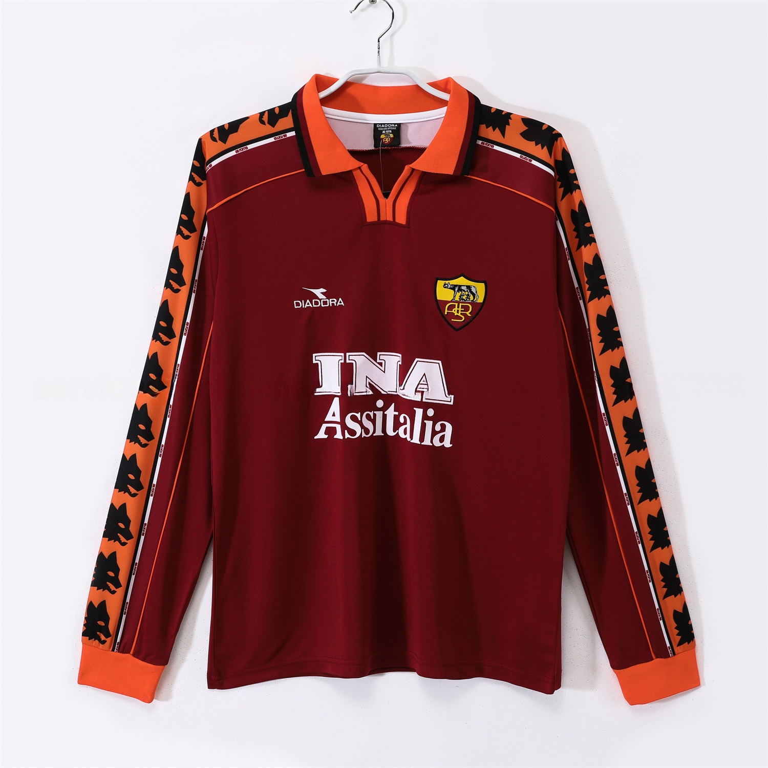 Retro Roma 1998-99 Home Long Sleeves Jersey - ManixJersey