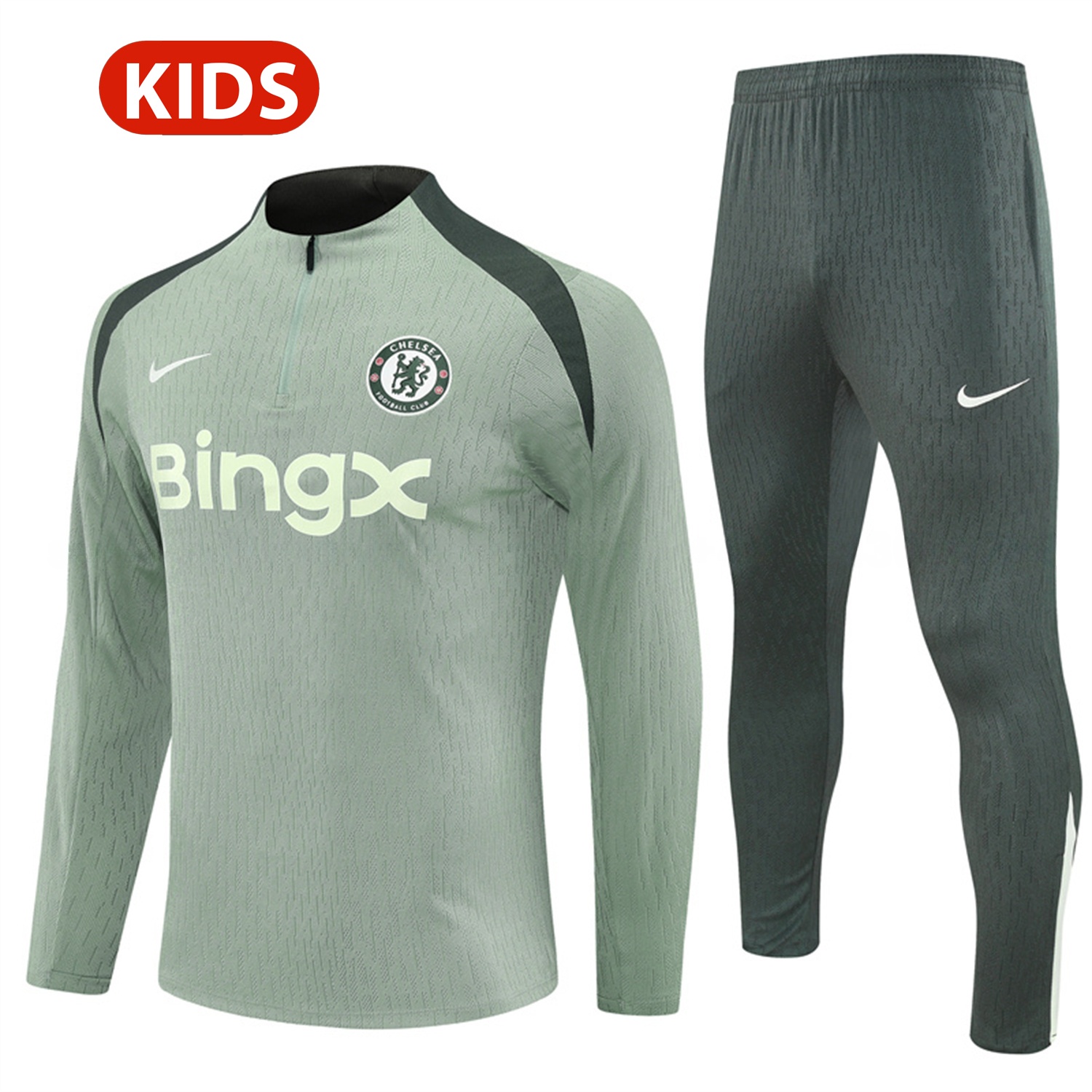 C.H.E.L.S.E.A 25-26 Kids Long Sleeve Training Set - Player Version - Light Green Top and Pants - ManixJersey