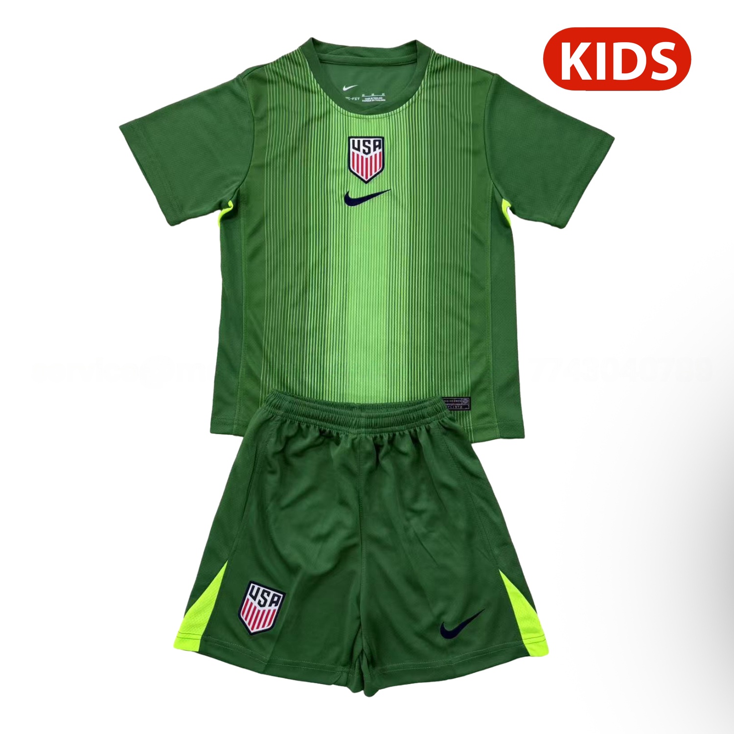 United States USA 25-26 Green Goalkeeper Kids Kit - ManixJersey