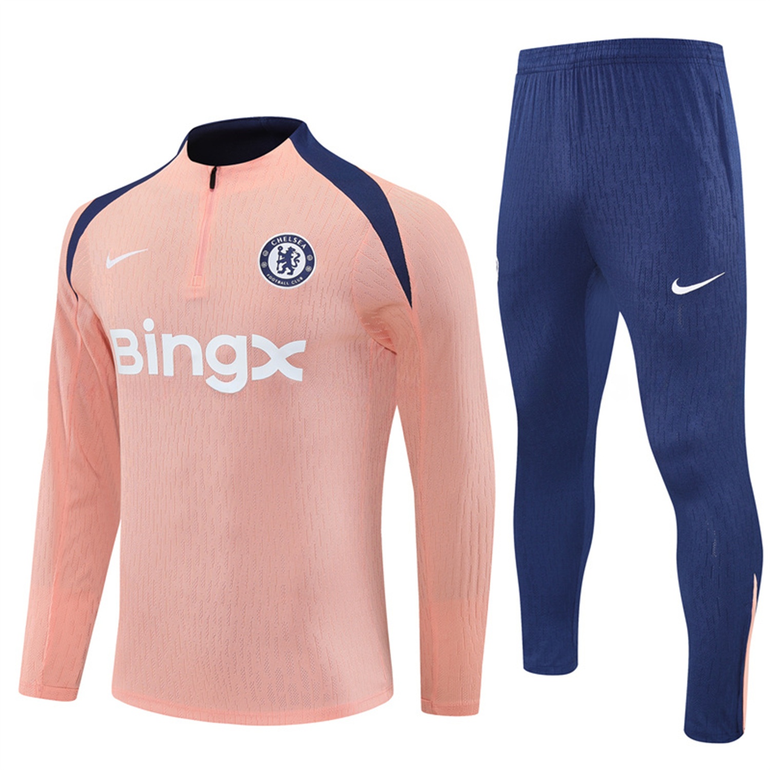 C.H.E.L.S.E.A 25-26 Long Sleeve Training Set - Player Version - Pink Top and Blue Pants - ManixJersey