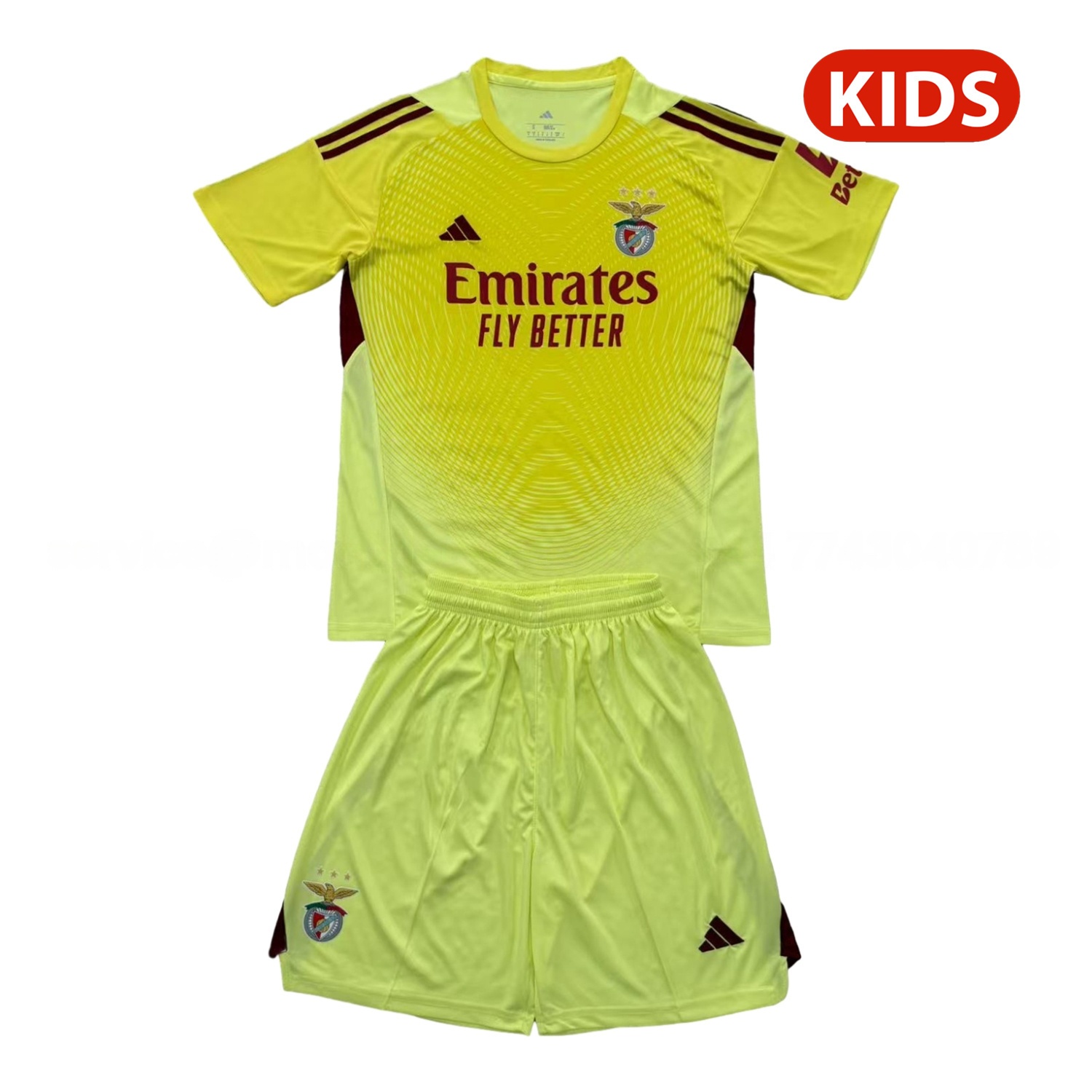 Benfica 25-26 Yellow Goalkeeper Kids Kit - ManixJersey