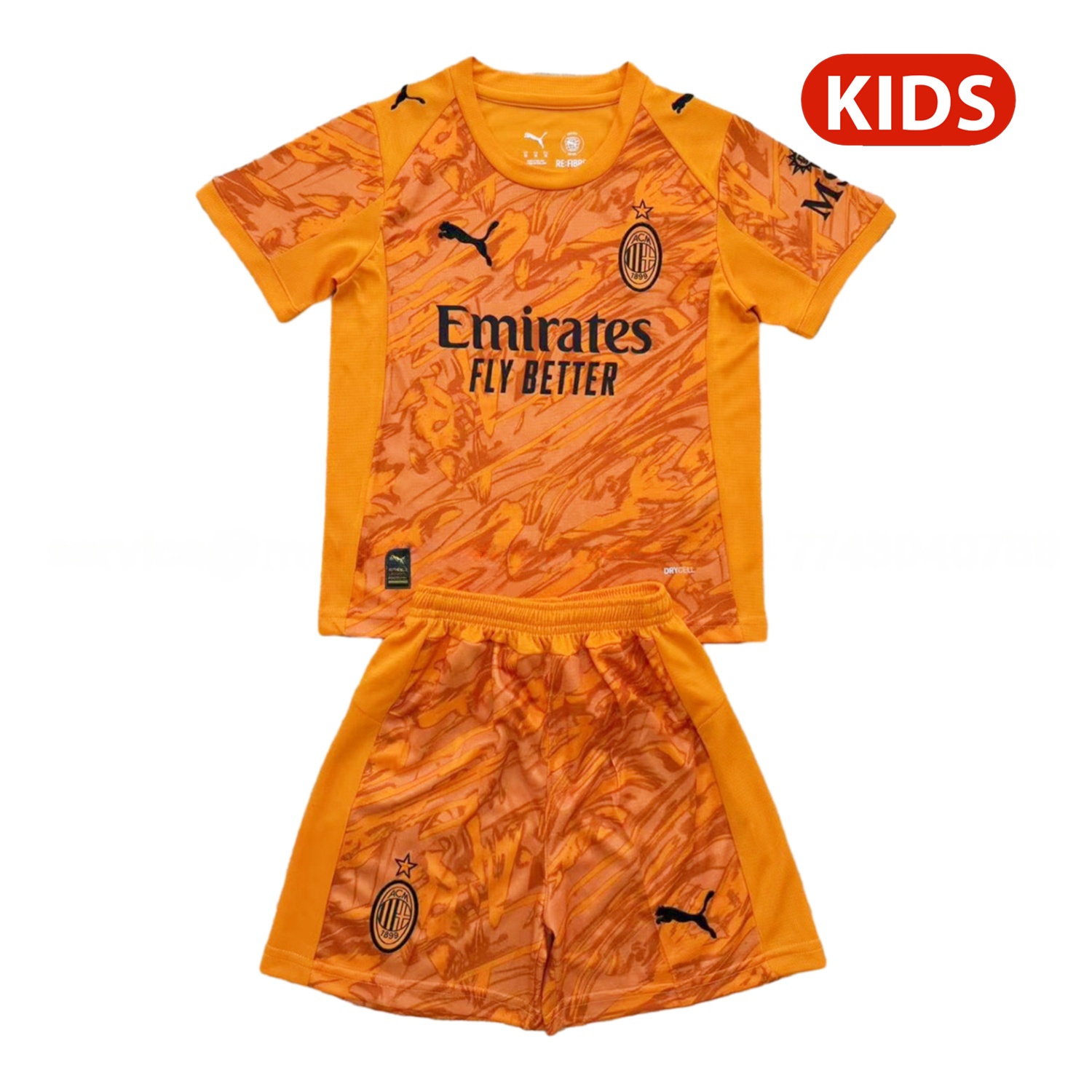 AC Milan 25-26 Orange Goalkeeper Kids Kit - ManixJersey