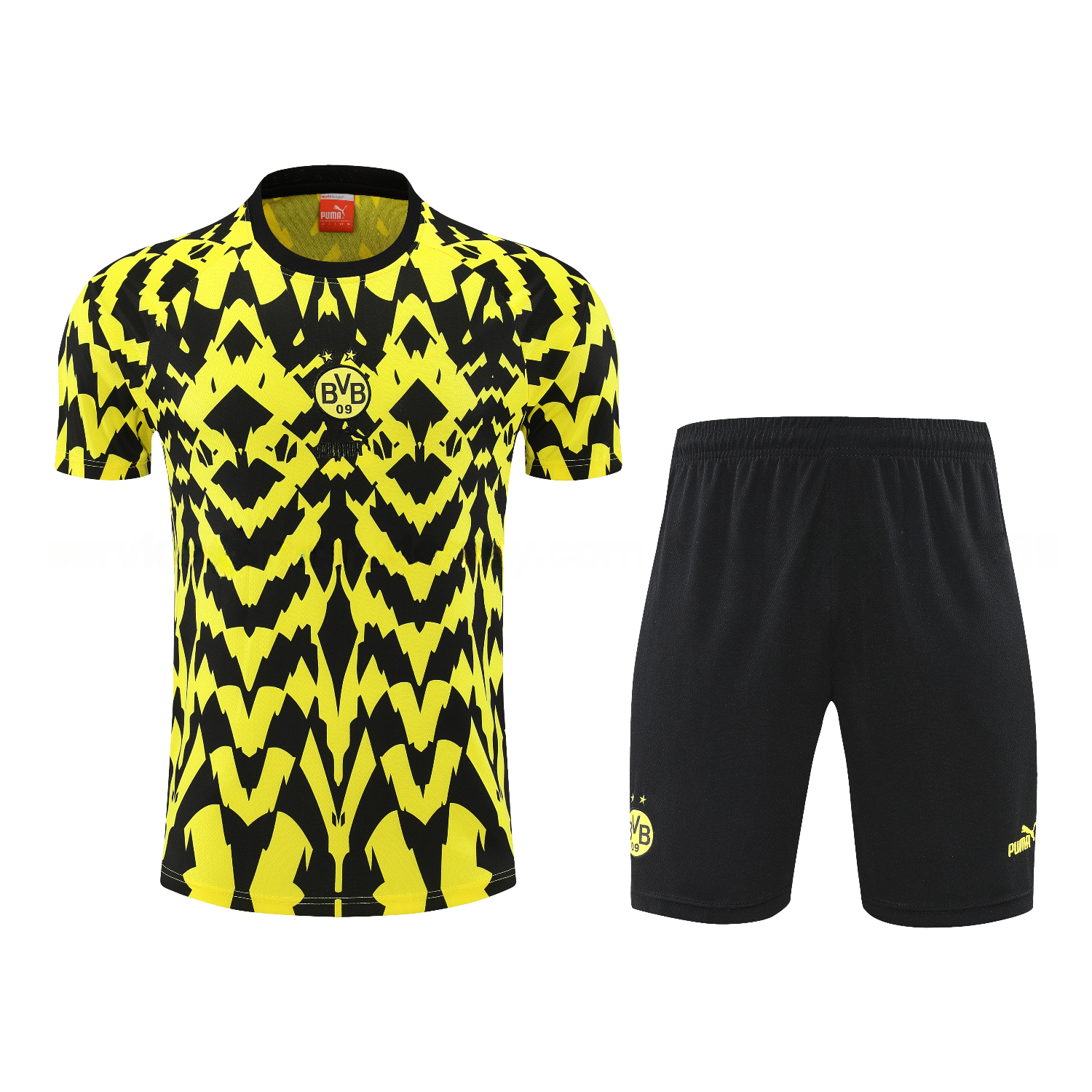Dortmund 25-26 Short-Sleeve Training Set - Yellow Top & Black Shorts - ManixJersey
