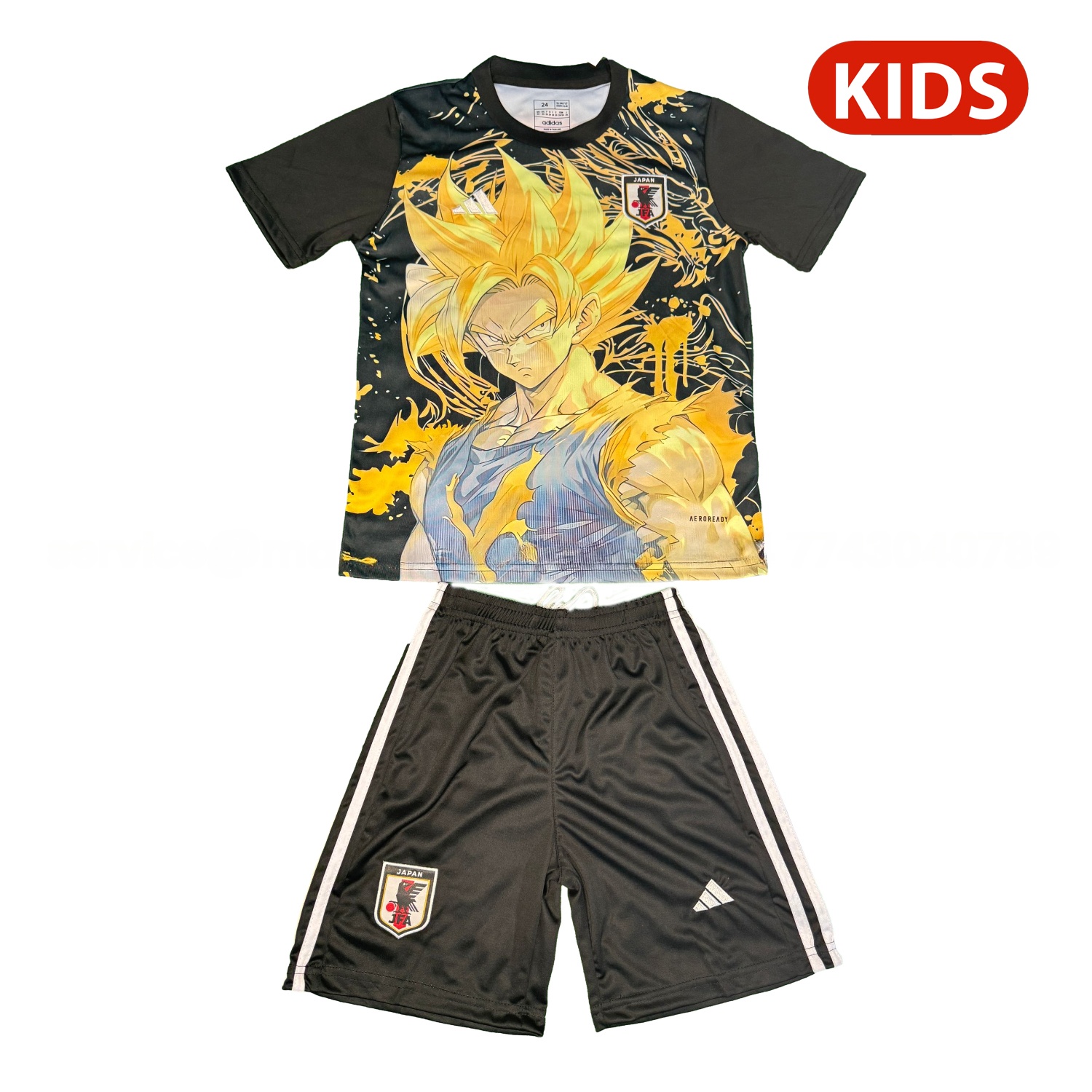 Japan 25-26 Golden Super Saiyan Black Special Kids Kit - ManixJersey