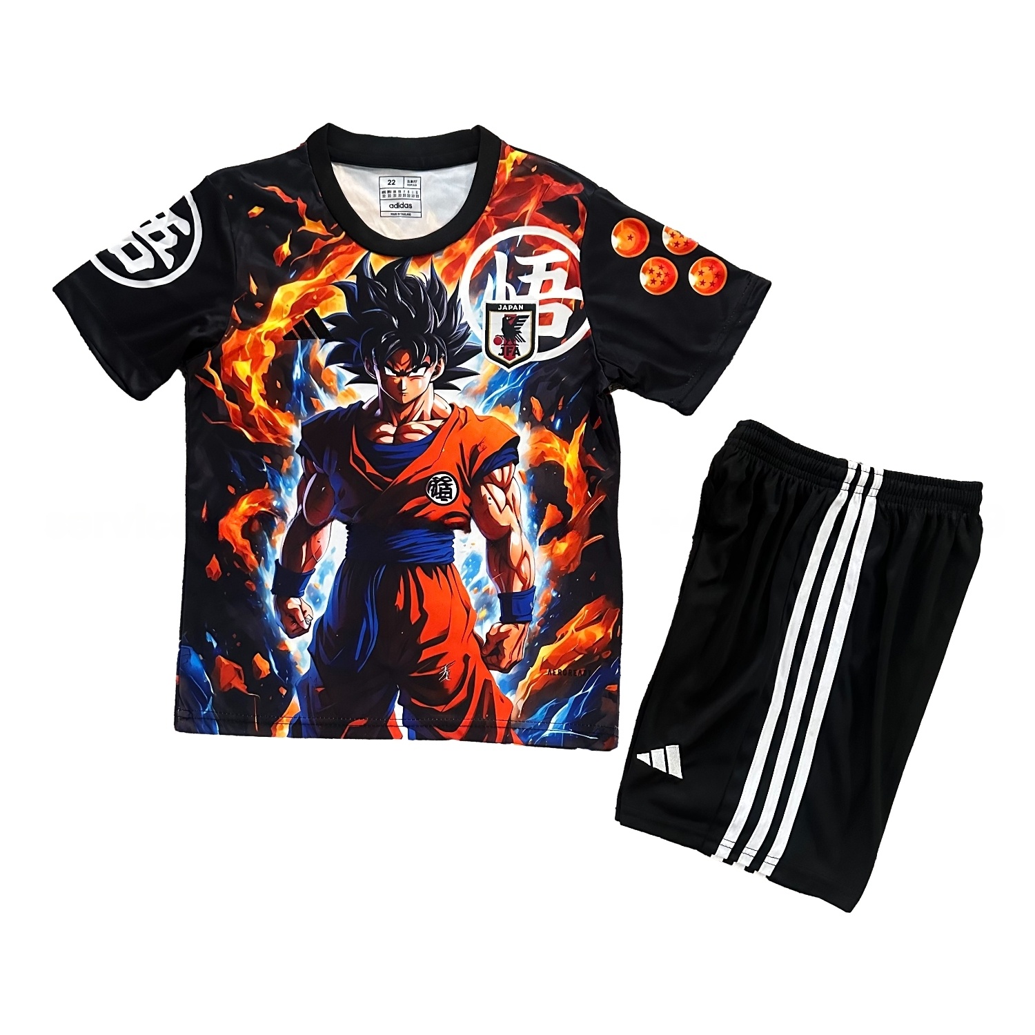 Japan 25-26 Red Blue Flame Son Goku Special Kids Kit - ManixJersey