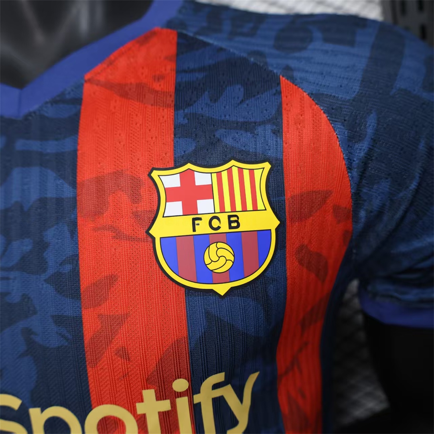 B.A.R.S.A 25-26 Yellow Spotify Logo Red & Blue Lines Special Jersey - Player Version - ManixJersey