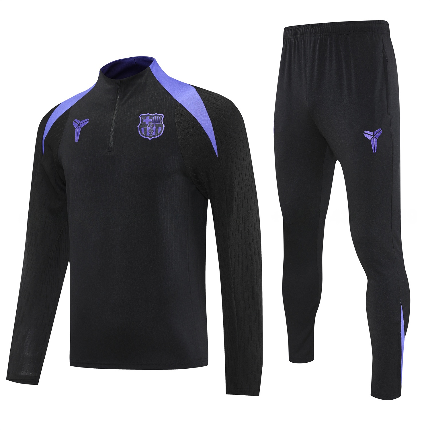 Barcelona 25-26 Long Sleeve Training Set - Black Top and Black Pants - ManixJersey
