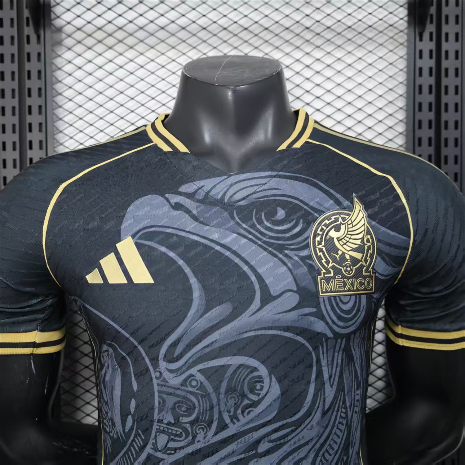 Mexico 25-26 Grey Eagle Sketch Black Gold Special Jersey - Player Version - ManixJersey
