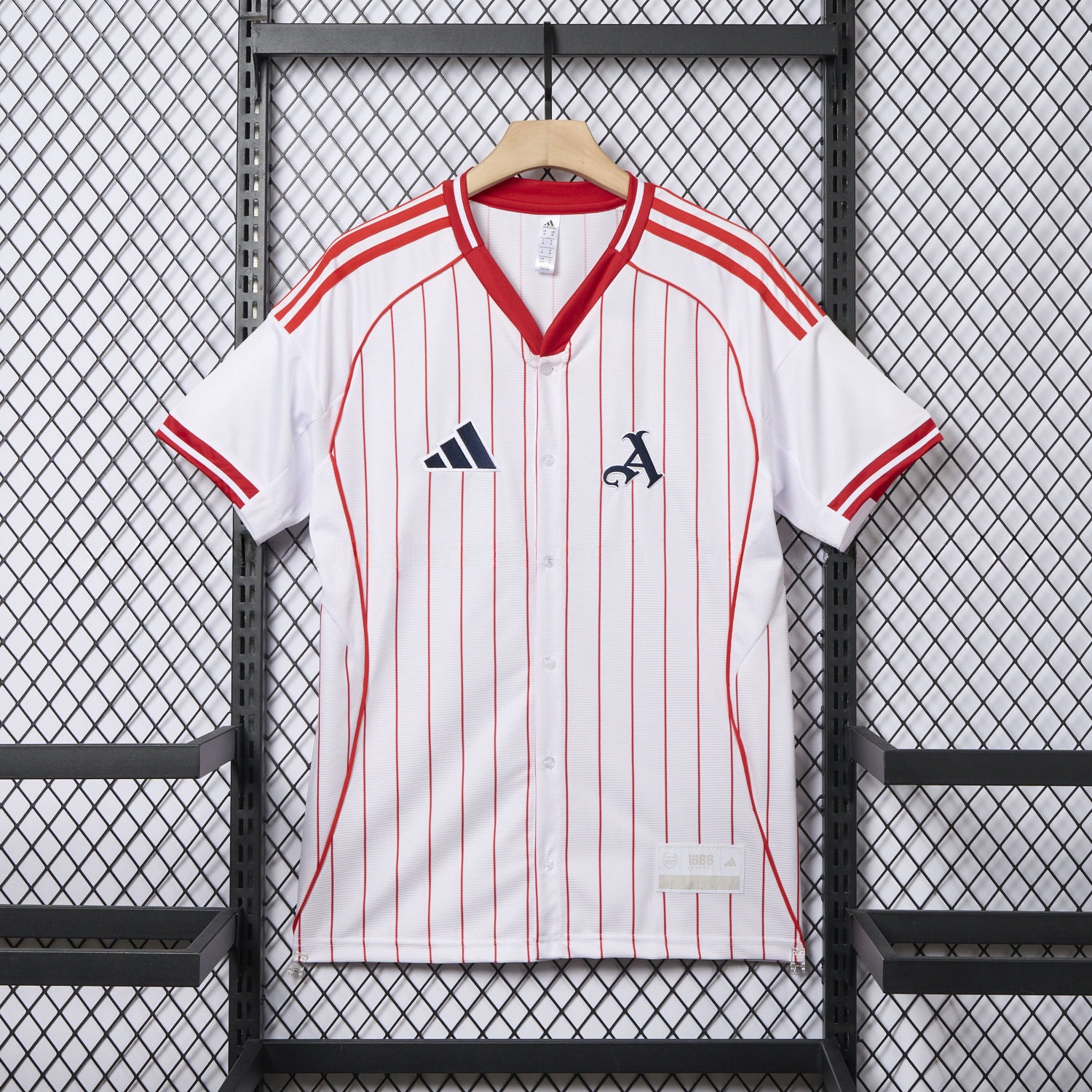 Arsenal 25-26 White Baseball Jersey with Red Stripes - ManixJersey