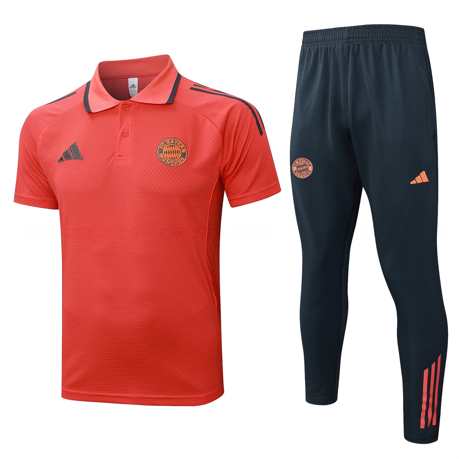 Bayern Munich 25-26 POLO Short-Sleeve Training Set - Orange Top and Deep Grey Pants - ManixJersey
