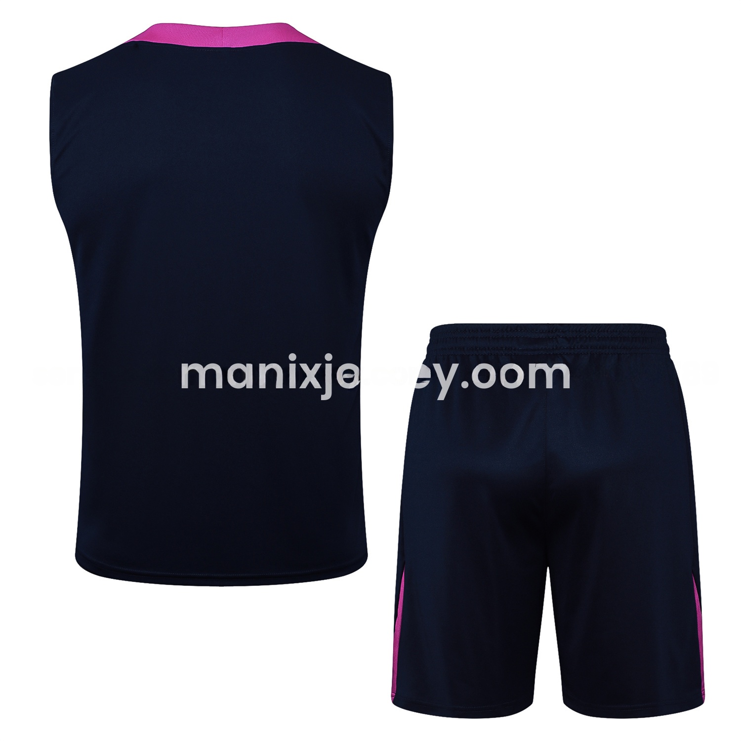 Barcelona 25-26 Vest Training Set - Deep Blue Black Vest and Shorts - ManixJersey