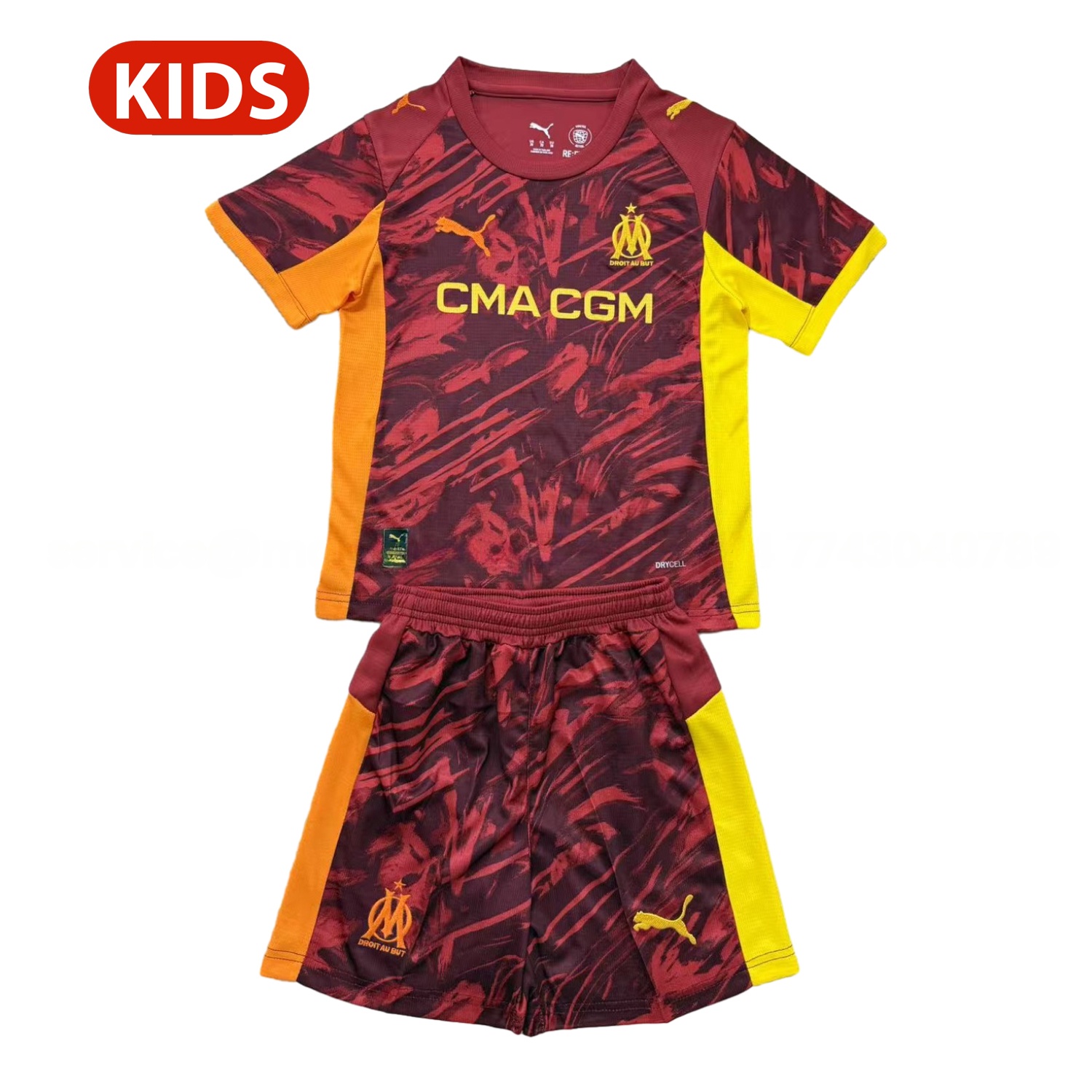 Marseille 25-26 Deep Red Goalkeeper Kids Kit - ManixJersey
