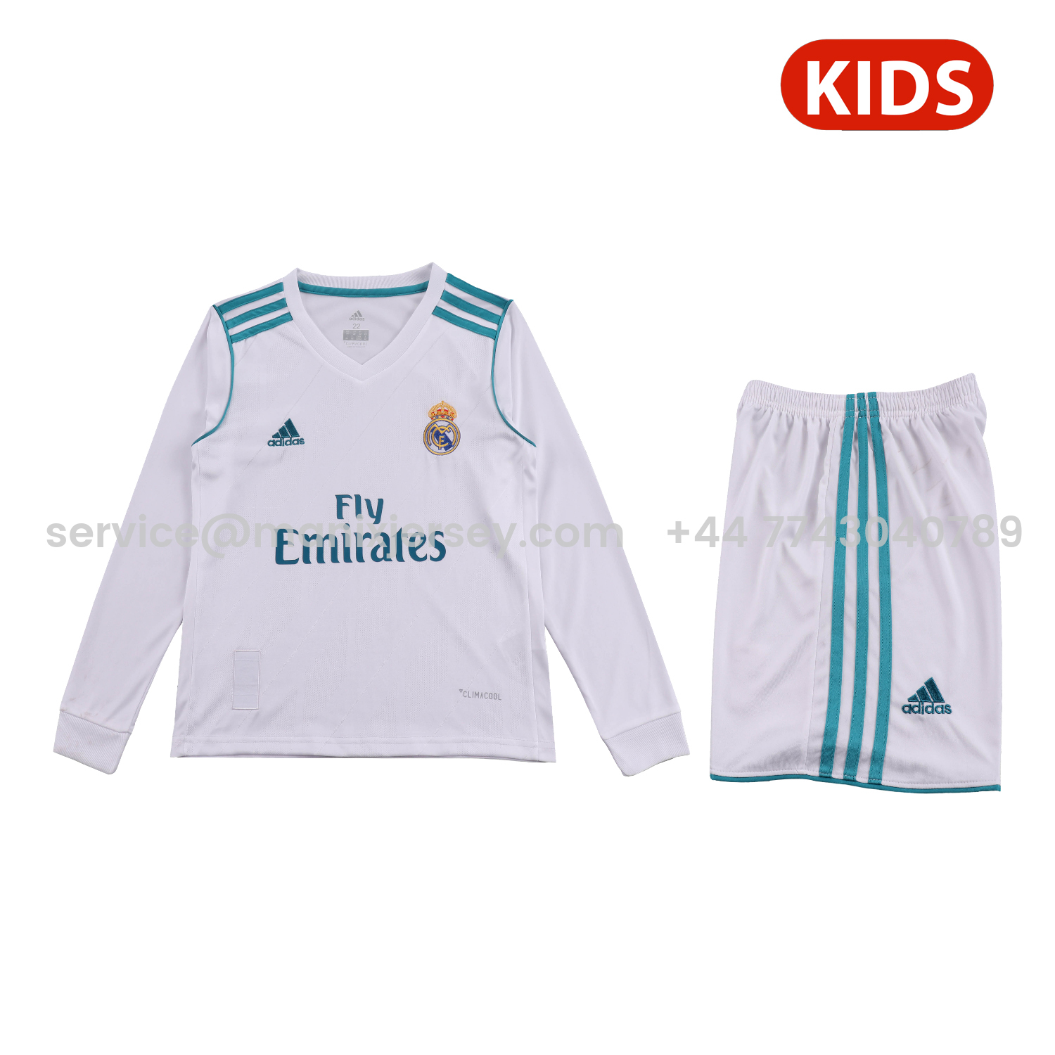Retro Real Madrid 17-18 Home Long Sleeves Kids Kit - ManixJersey