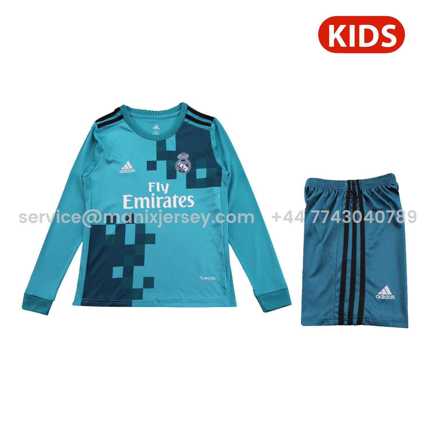 Retro Real Madrid 17-18 Third Long Sleeves Kids Kit - ManixJersey